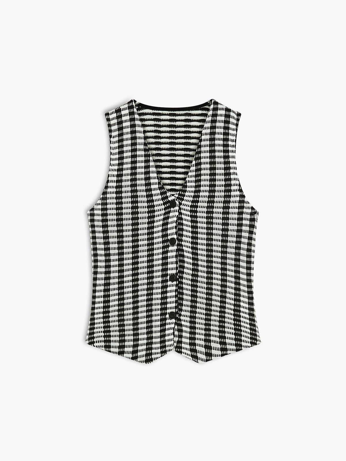 Pinstripe Eyelet Knit Vest-Chicvia
