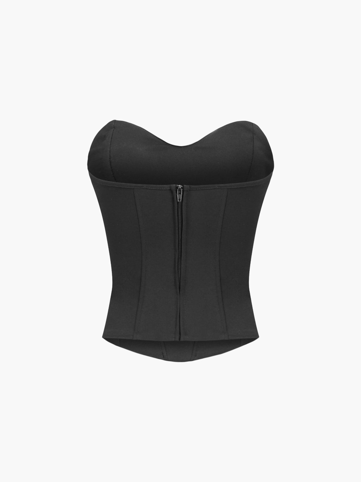 Cup Detail Zippered Tube Corset Top-Chicvia