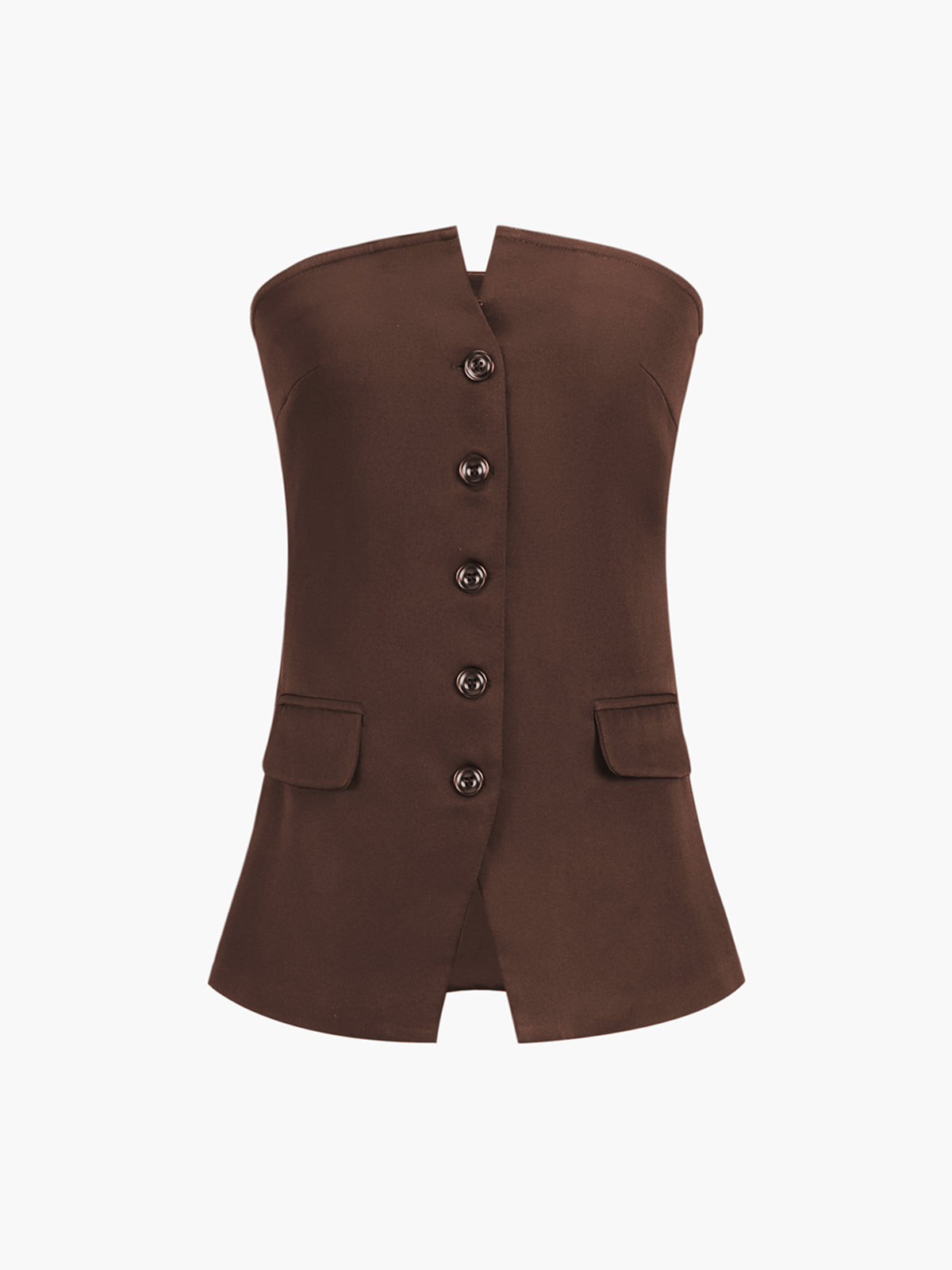 Button Down Tube Top-Chicvia