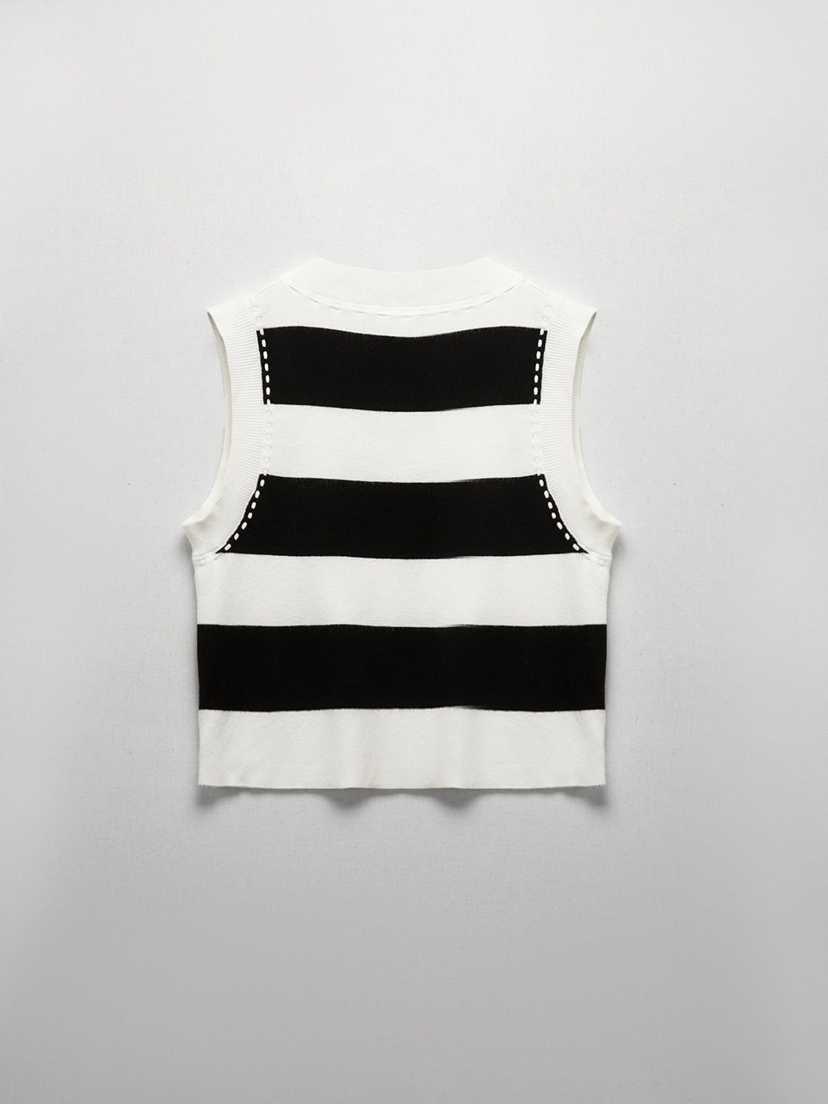Contrast Stitch Stripe Tank Top-Chicvia