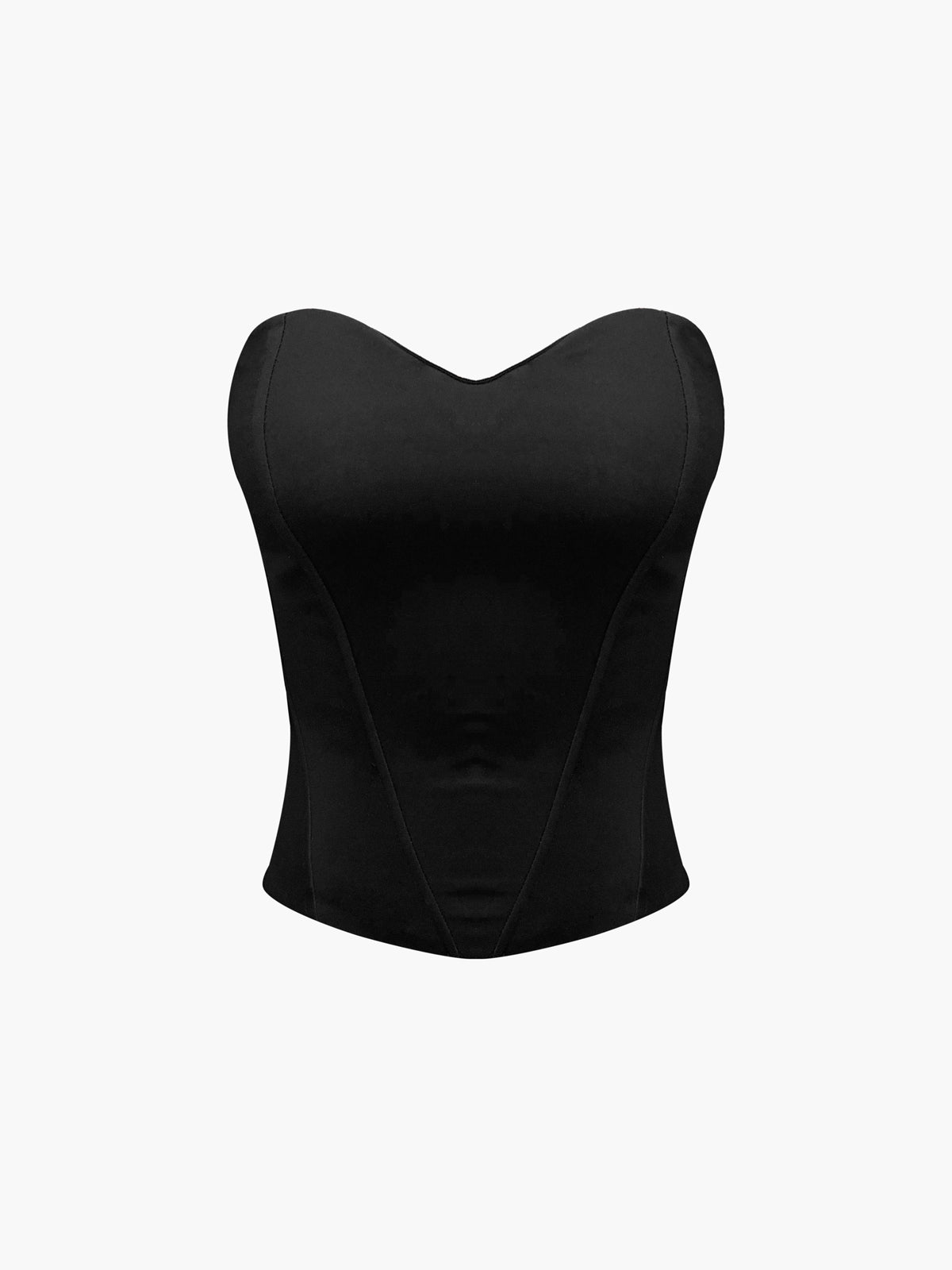 Cup Detail Zippered Tube Corset Top-Chicvia