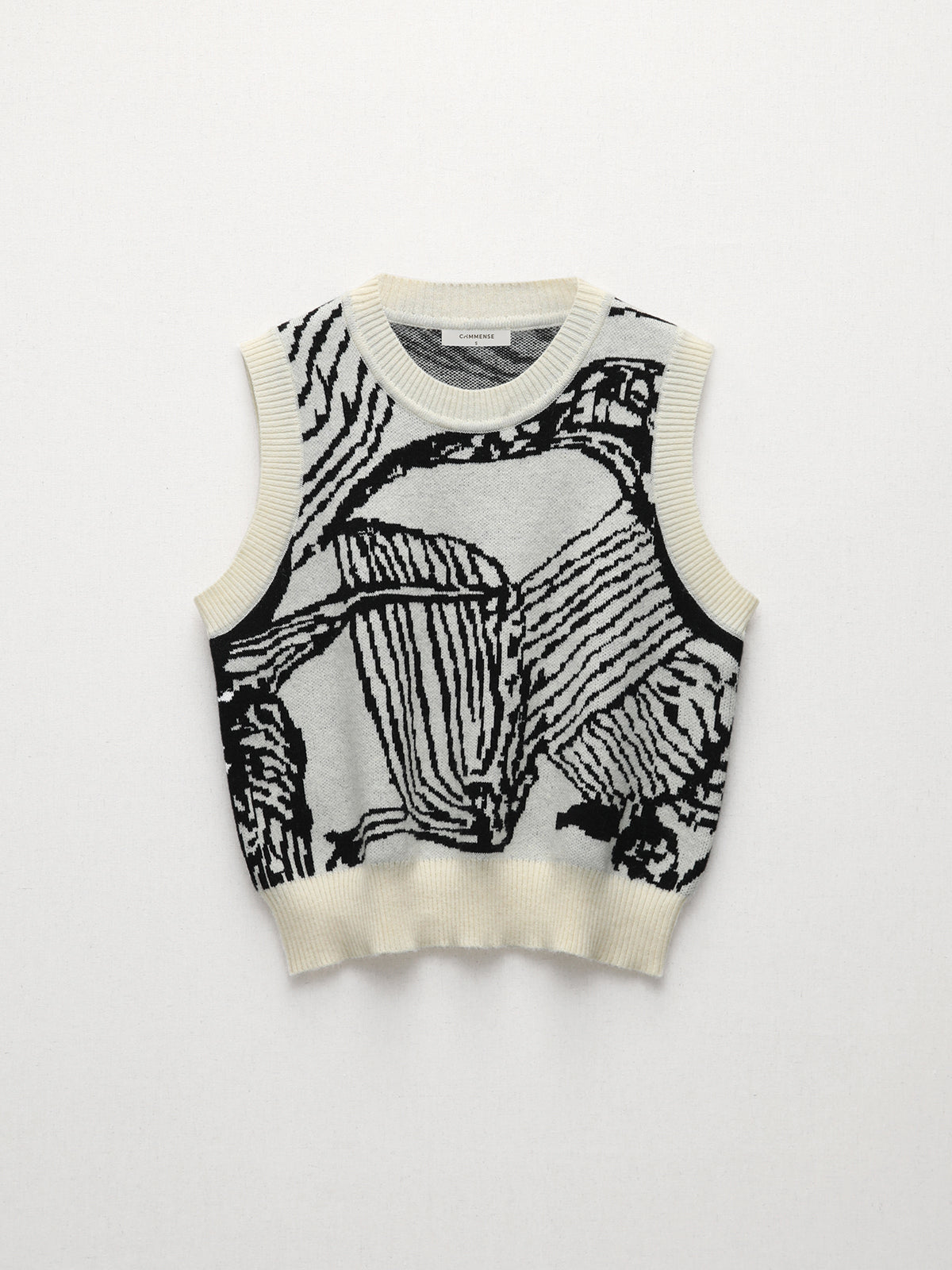 Contrast Trim Floral Sweater Vest-Chicvia