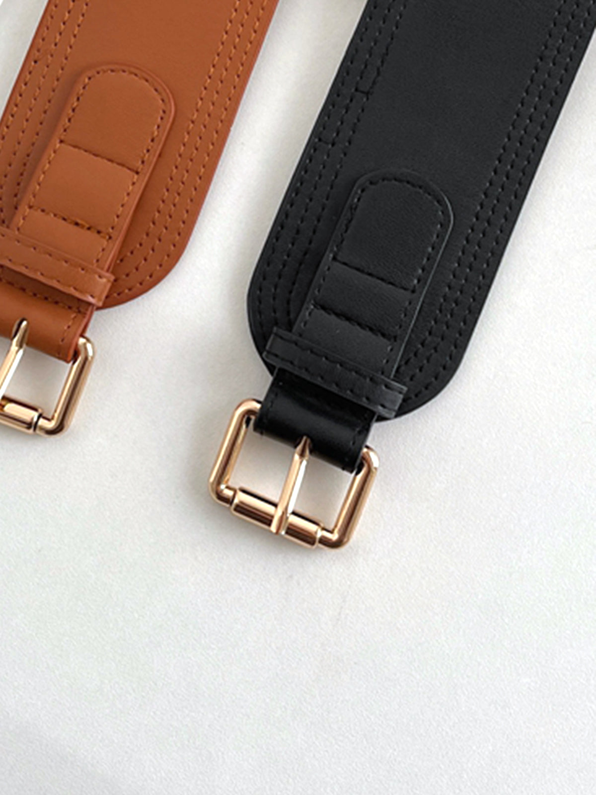 Faux Leather Buckle Corset Belt-Chicvia