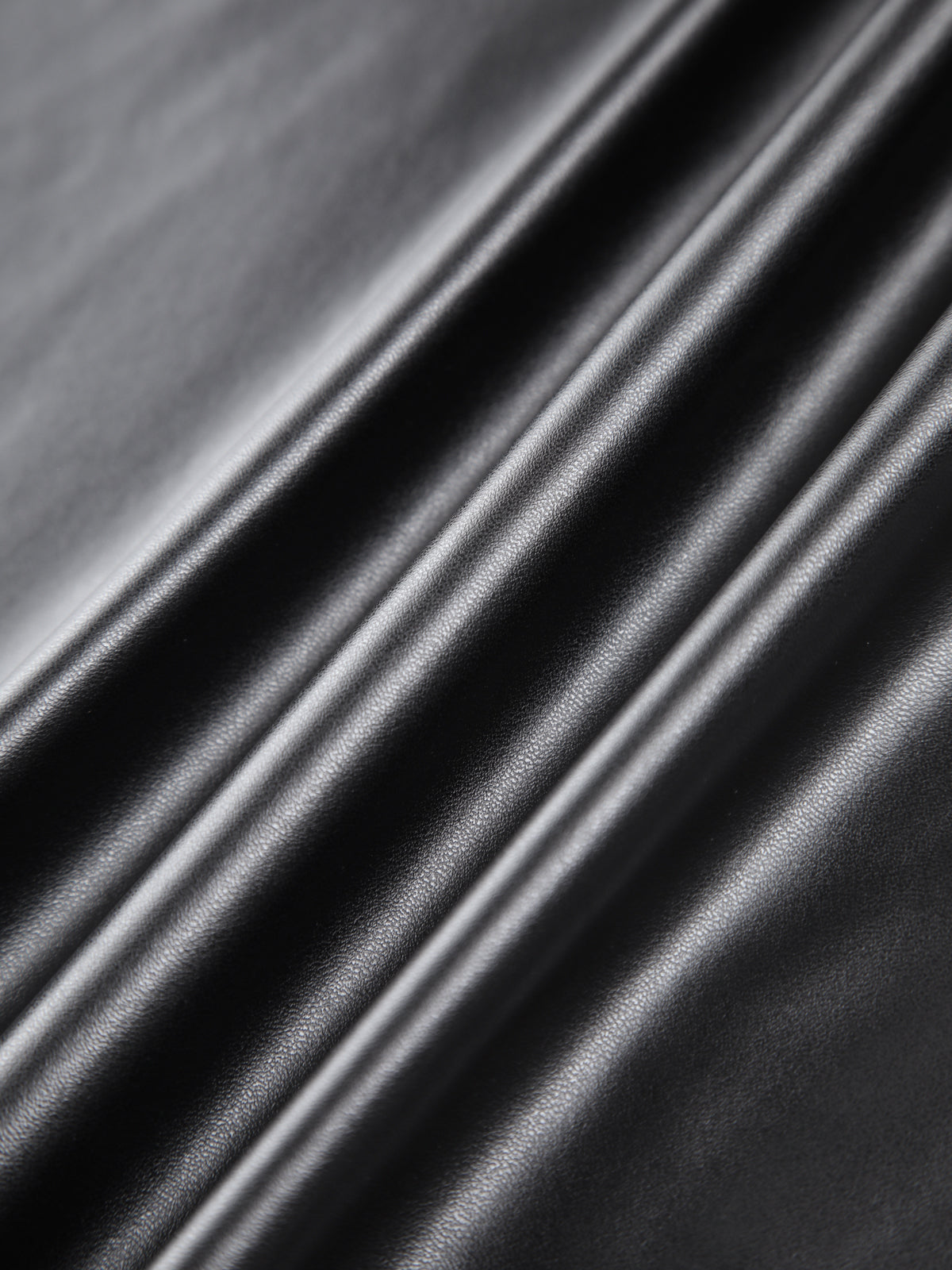 Faux Leather Ruched Slit Midi Skirt-Chicvia