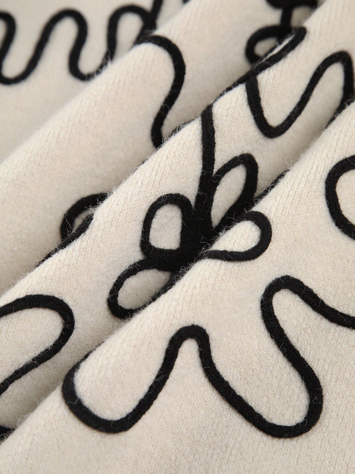 Knit Floral Oversized Sweater-Chicvia