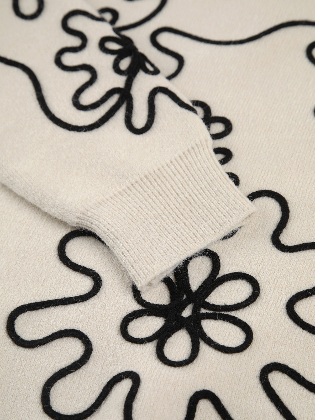 Knit Floral Oversized Sweater-Chicvia