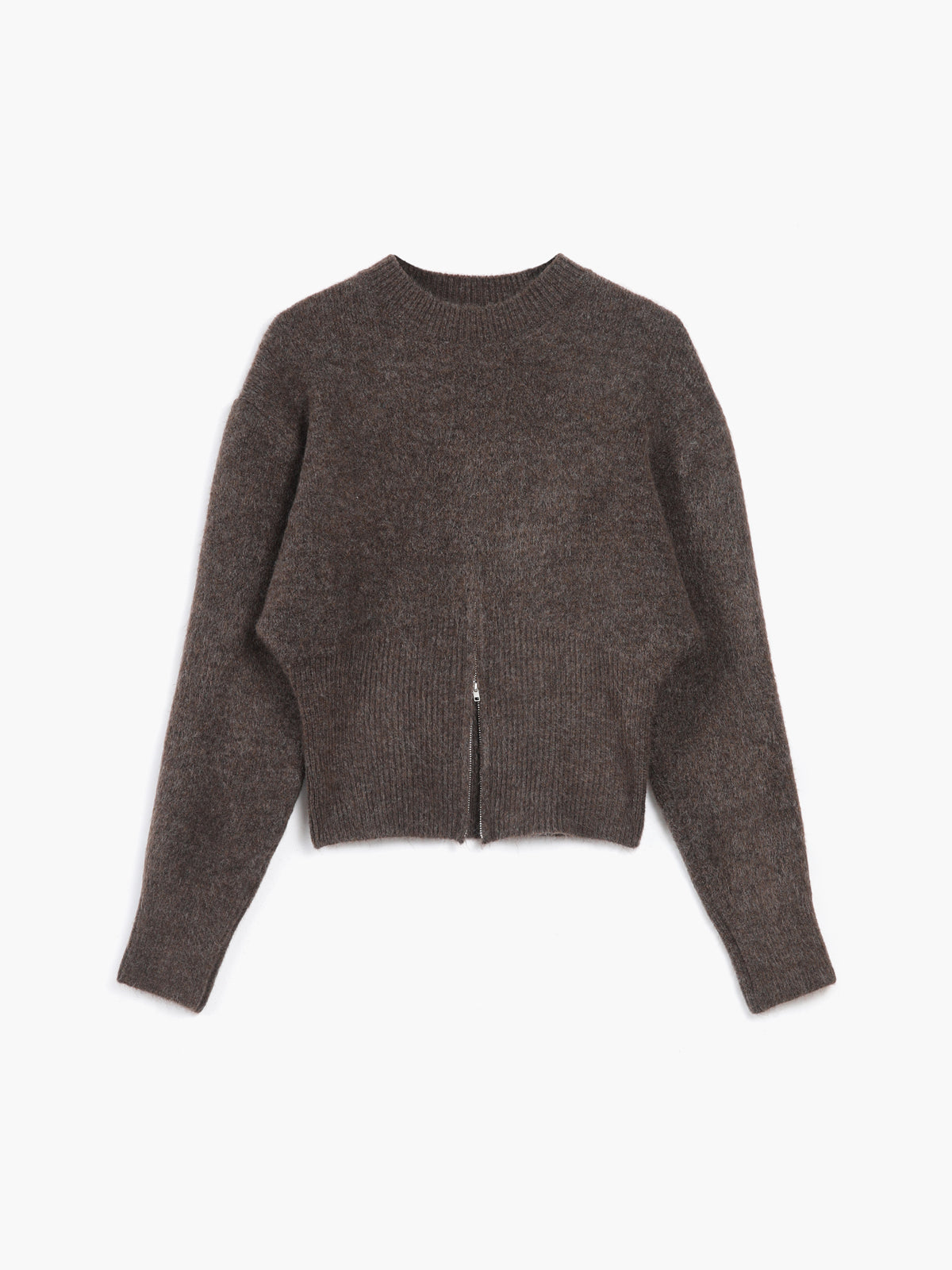 Half Zip Fuzzy Sweater-Chicvia