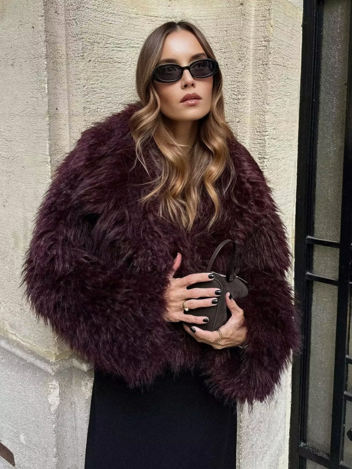 Fuzzy Faux Fur Short Coat-Chicvia