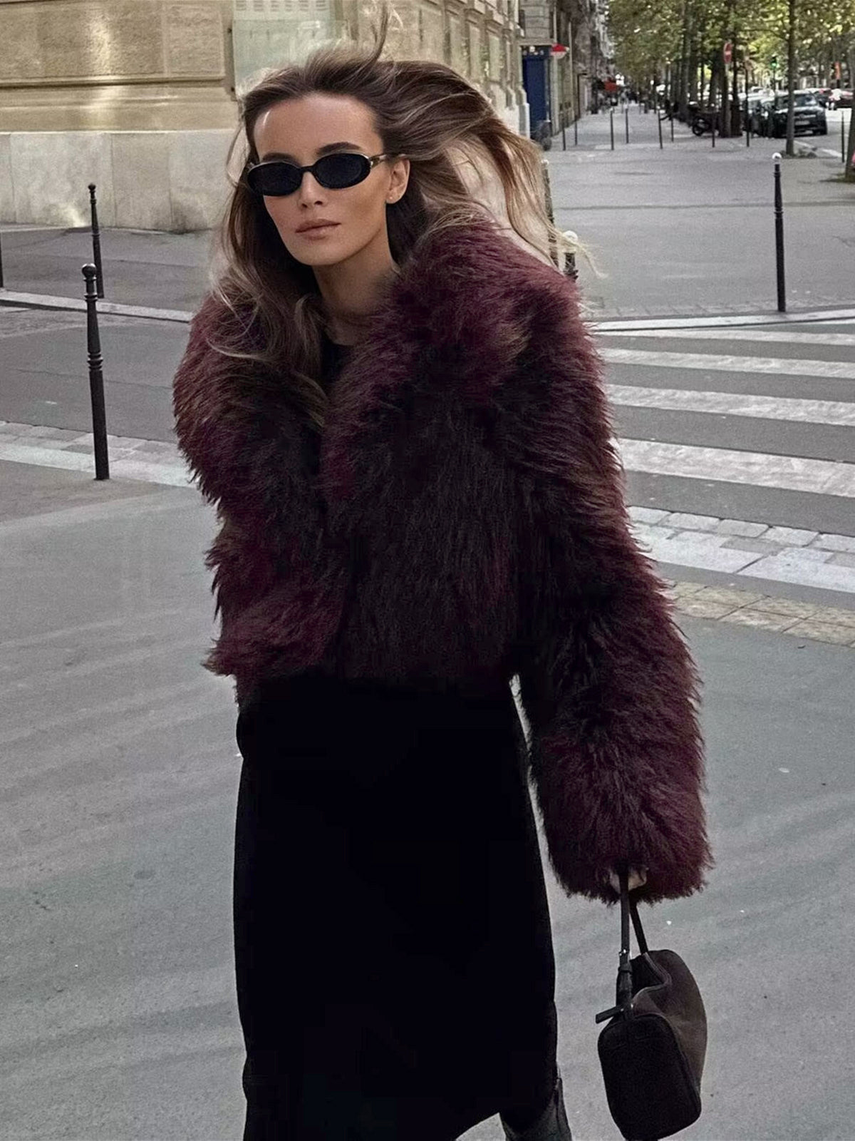 Fuzzy Faux Fur Short Coat-Chicvia