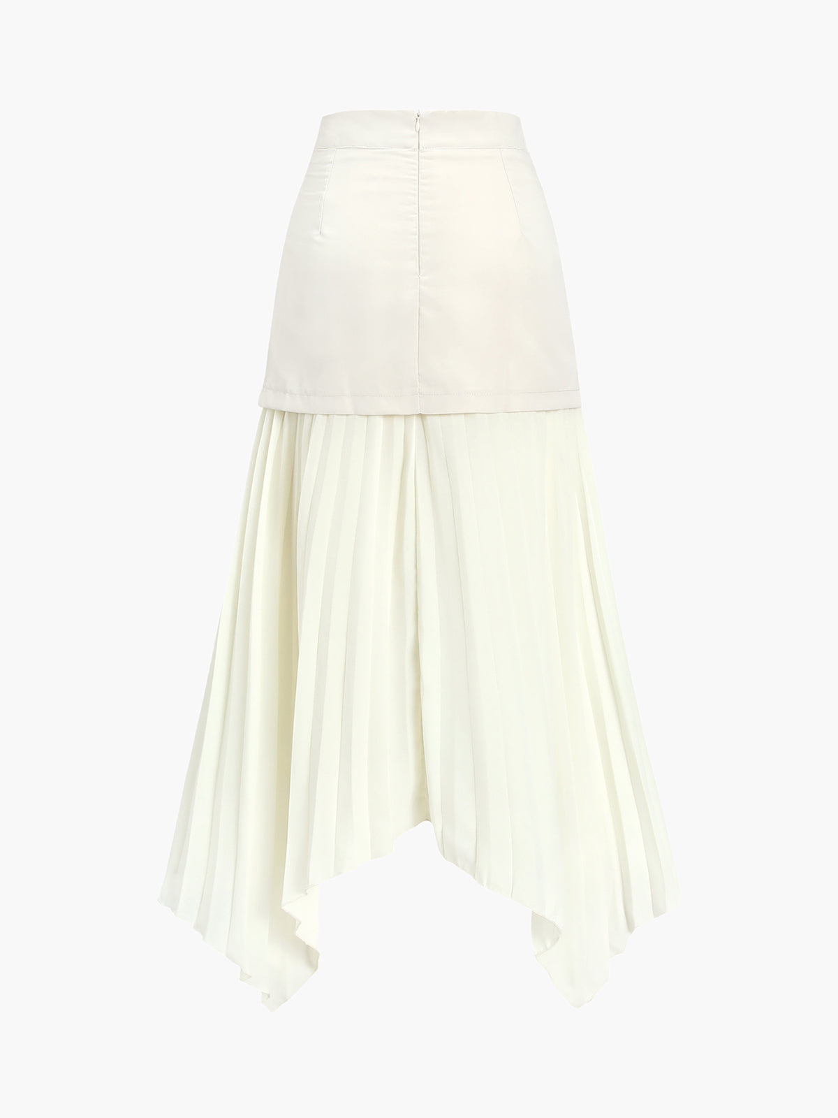Patchwork Asymmetrical Pleated Buttoned Midi Skirt-Chicvia