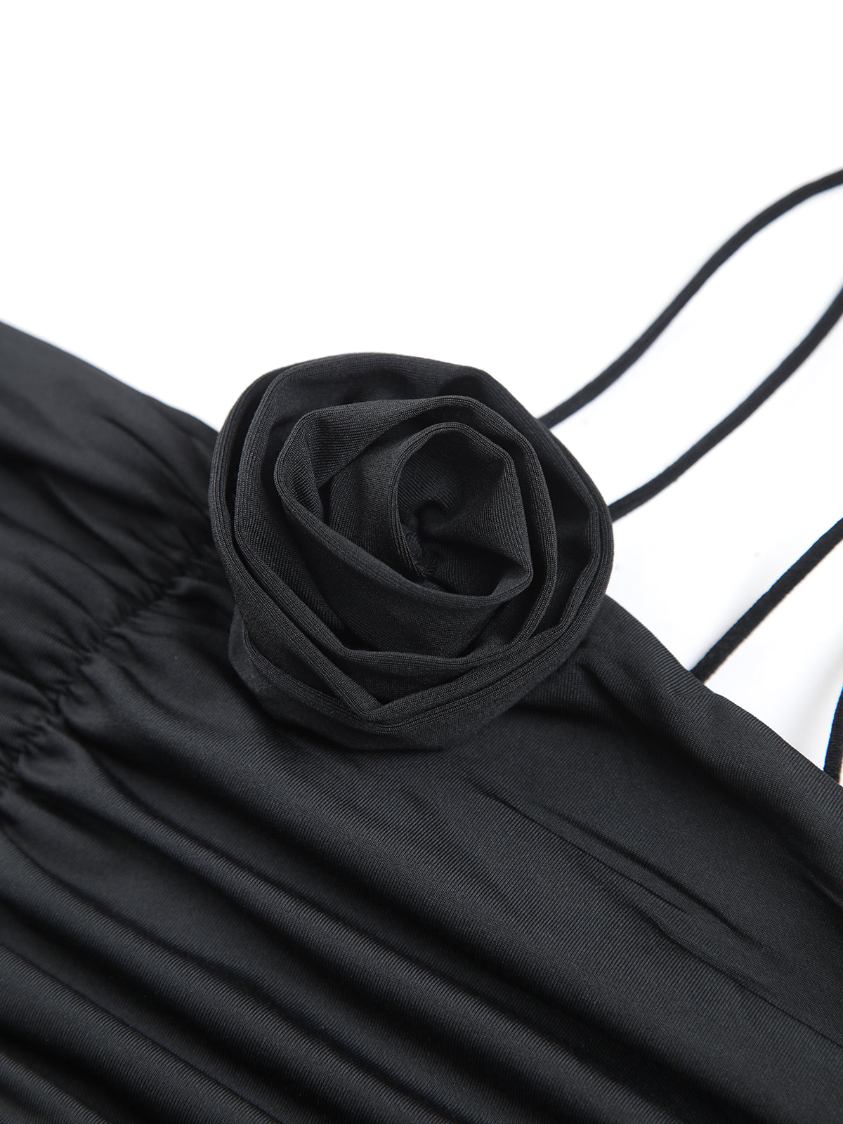 Off Shoulder Rose Decor Ruched Midi Dress-Chicvia