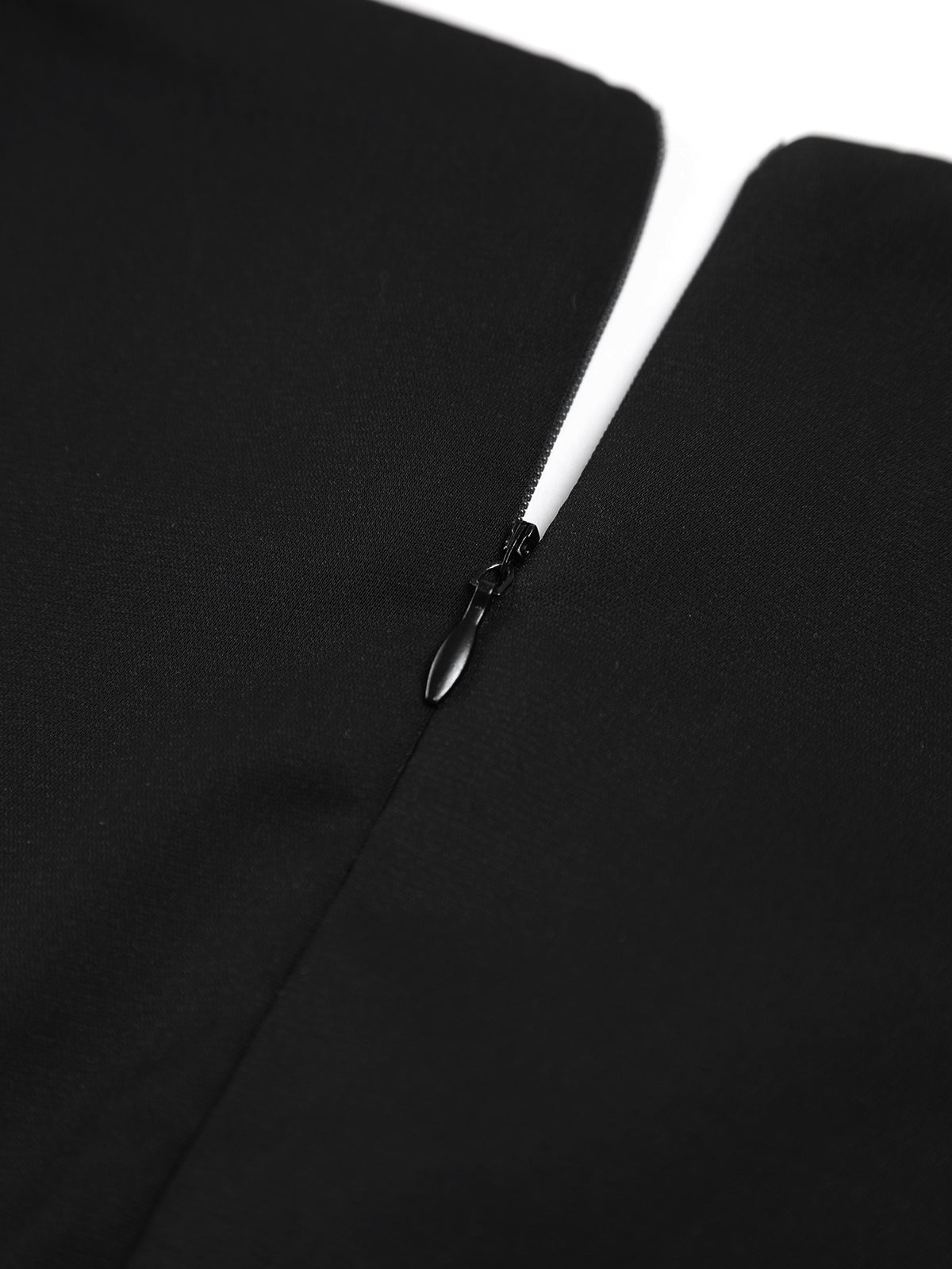 Chiffon Low Cut V-neck Pleated Zip Mini Dress-Chicvia