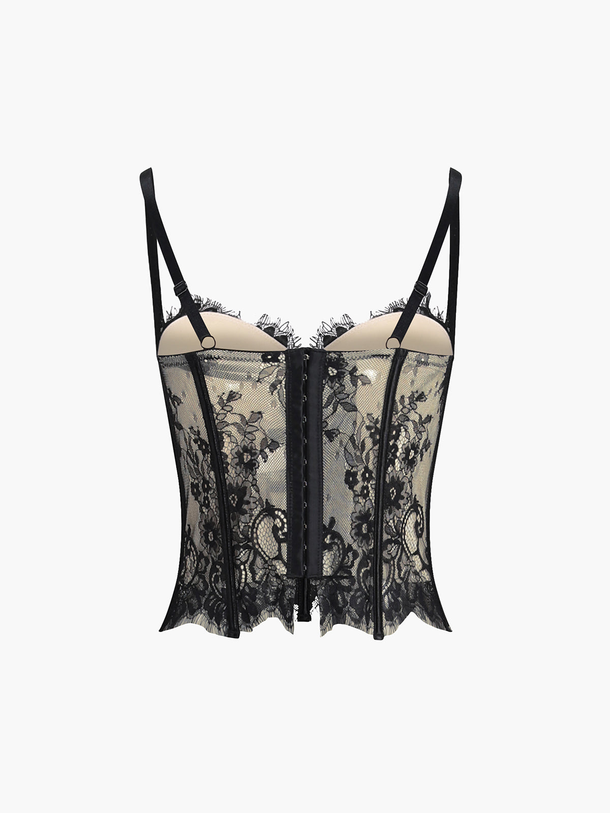 Floral Lace Semi-sheer Corset-Chicvia
