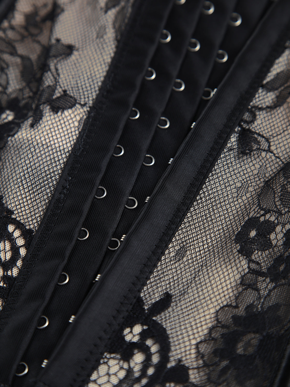 Floral Lace Semi-sheer Corset-Chicvia