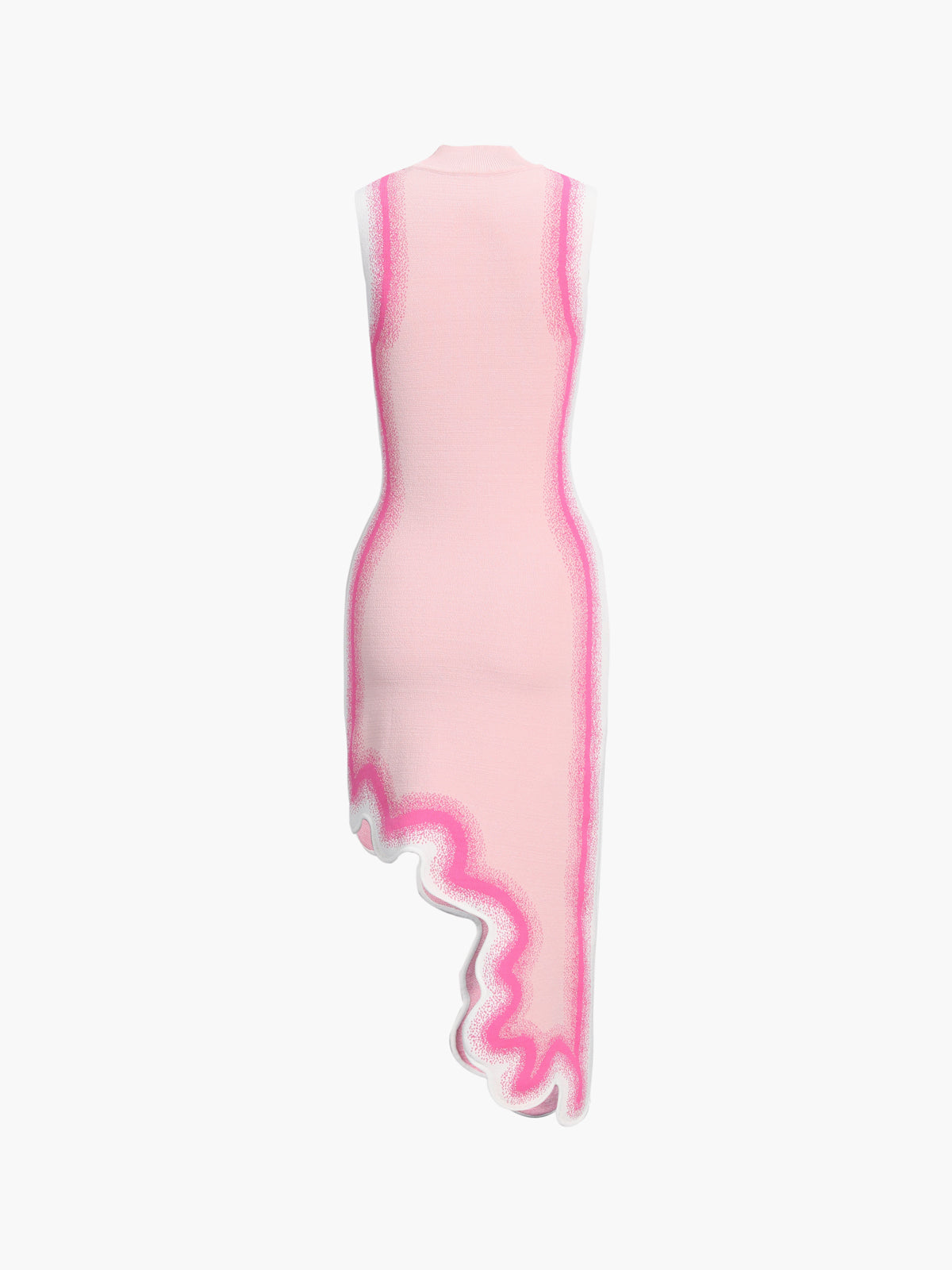 Irregular Wavy Edge Knitted Sleeveless Long Dress-Chicvia