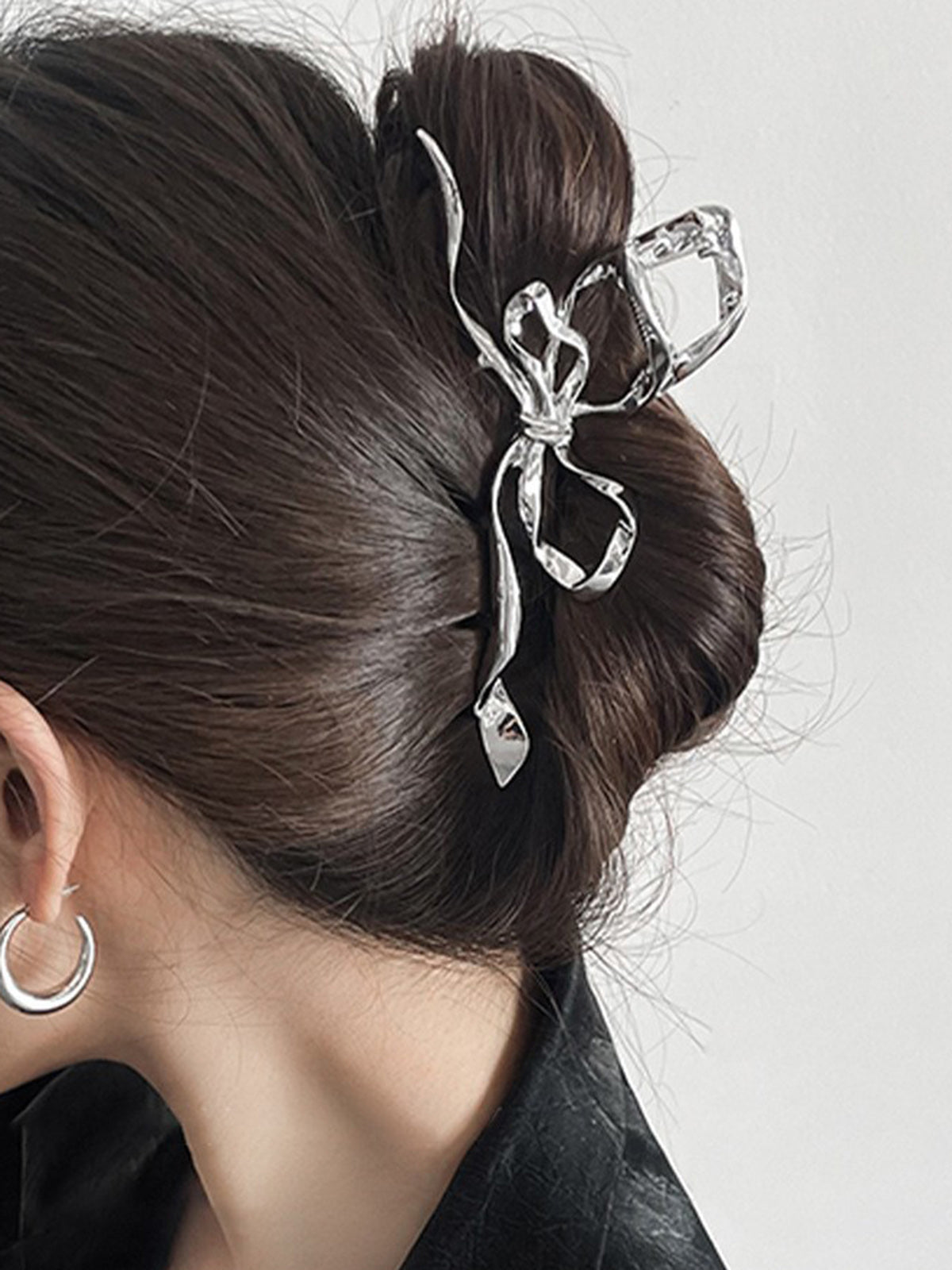 Irregular Metalic Bowknot Hair Claw-Chicvia