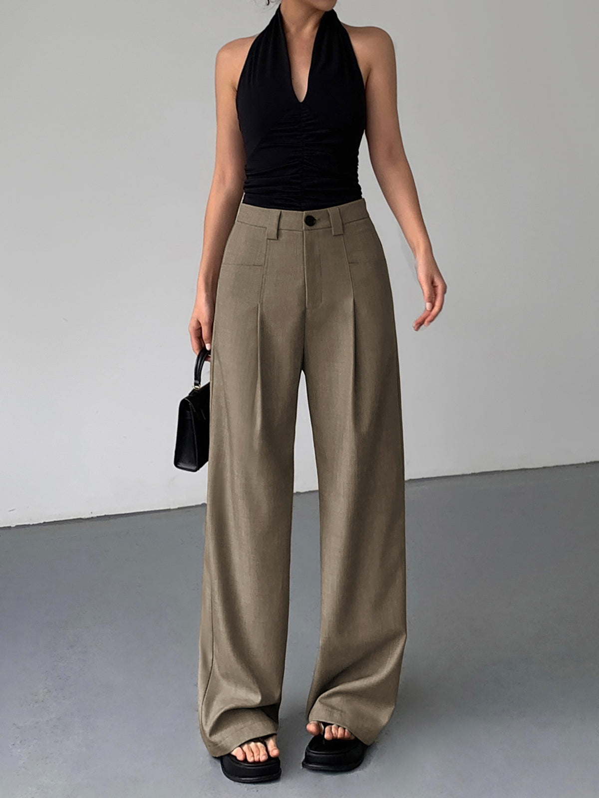 Divine Pleat Wide Leg Dress Pants-Chicvia