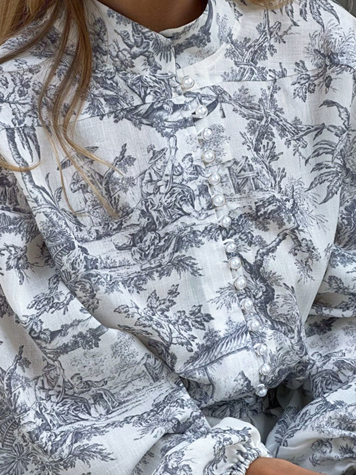 Ink Painting Print Tie Up A-Line Short Dress-Chicvia