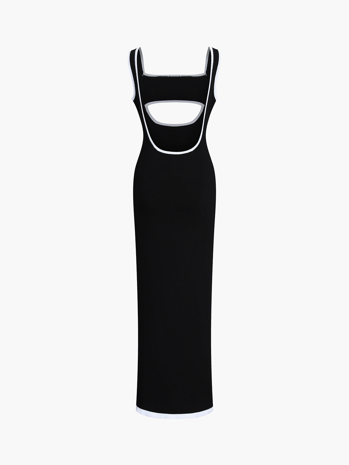 Contrast Trim Cutout Long Sweater Dress-Chicvia