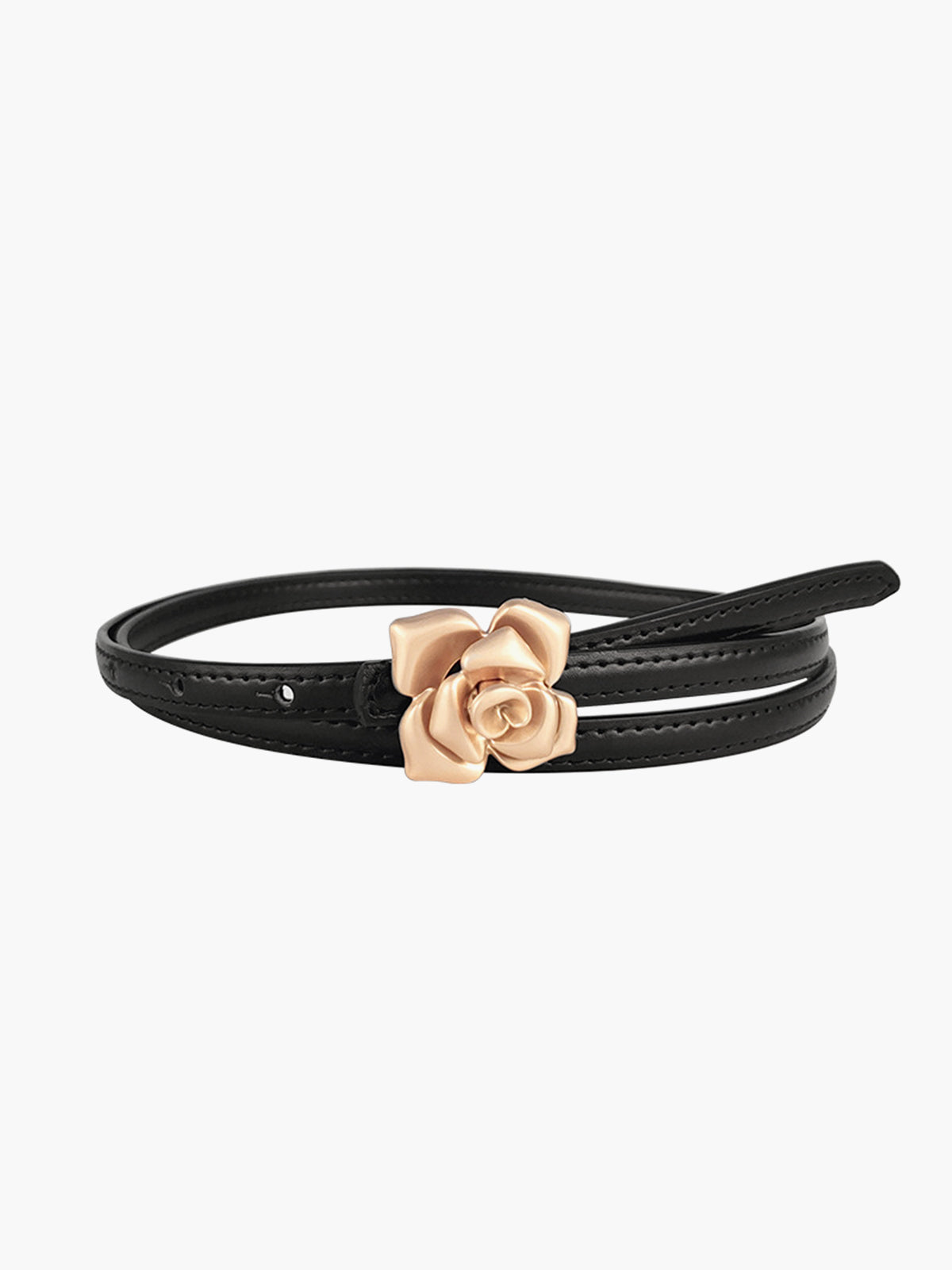 Gold Buckle Rose Belt-Chicvia