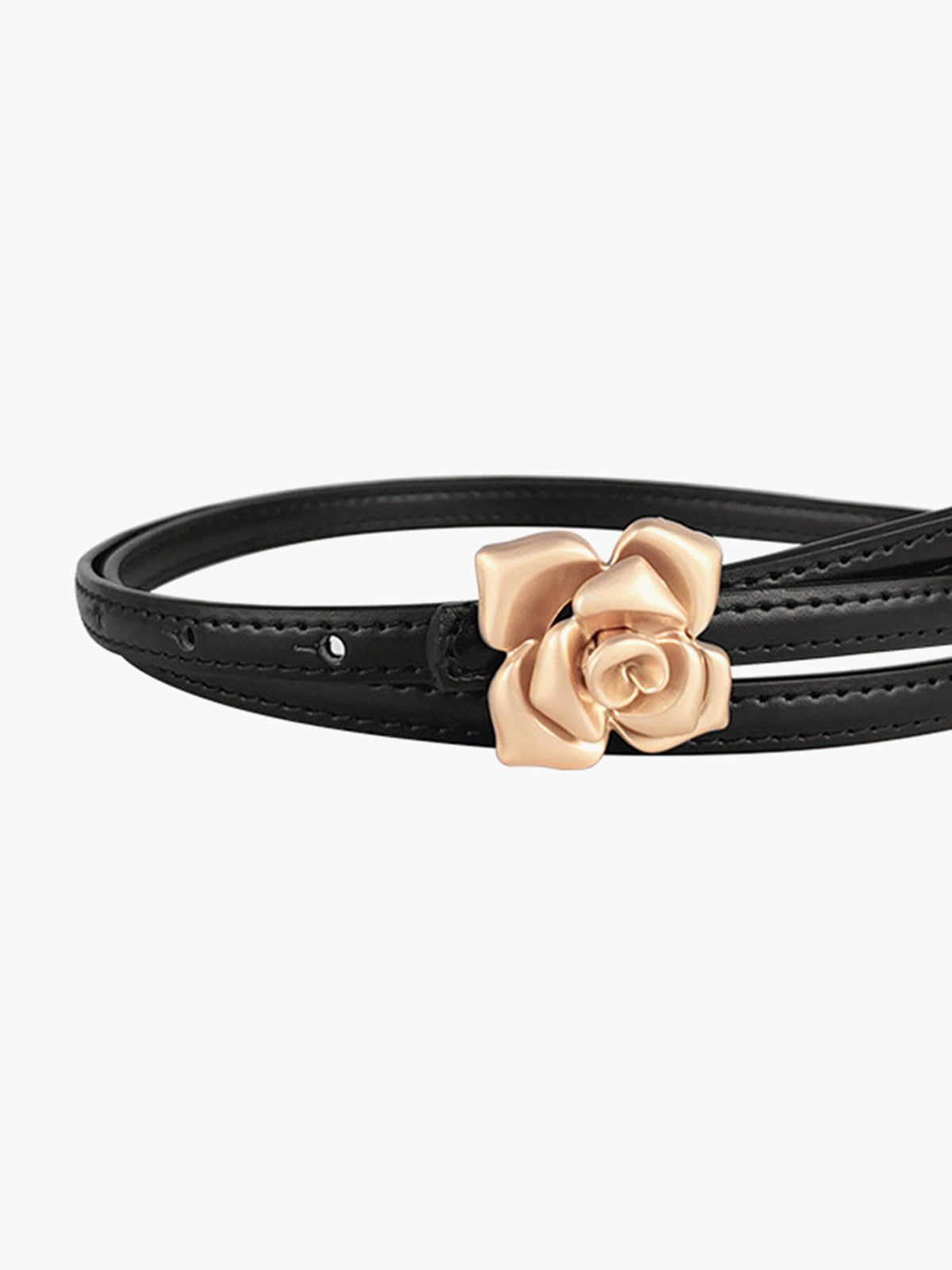 Gold Buckle Rose Belt-Chicvia