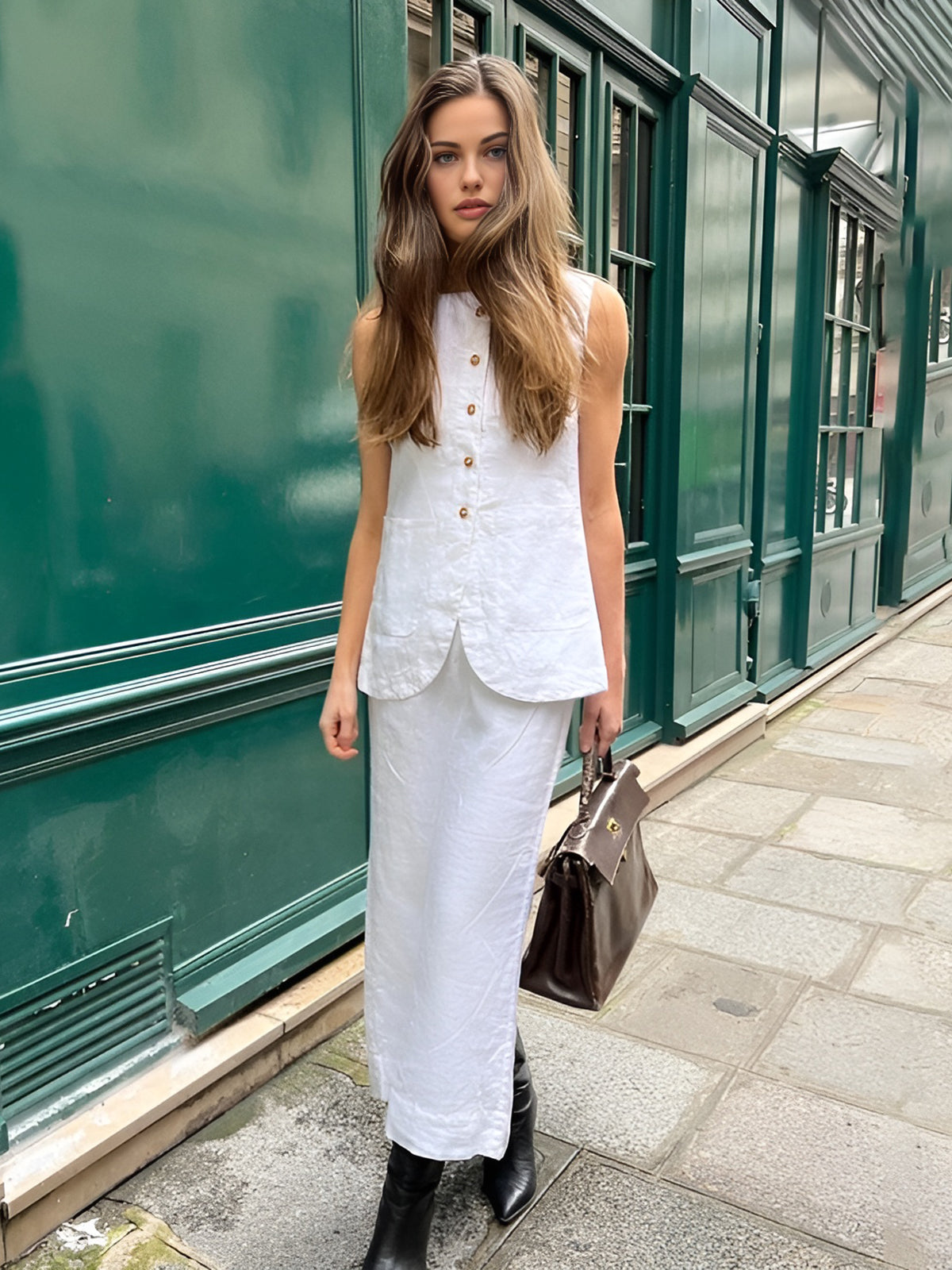 Cotton Blends Skirt Set-Chicvia