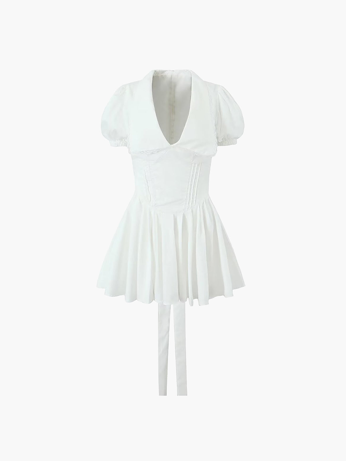 Lace Up Doll Collar Short Dress-Chicvia