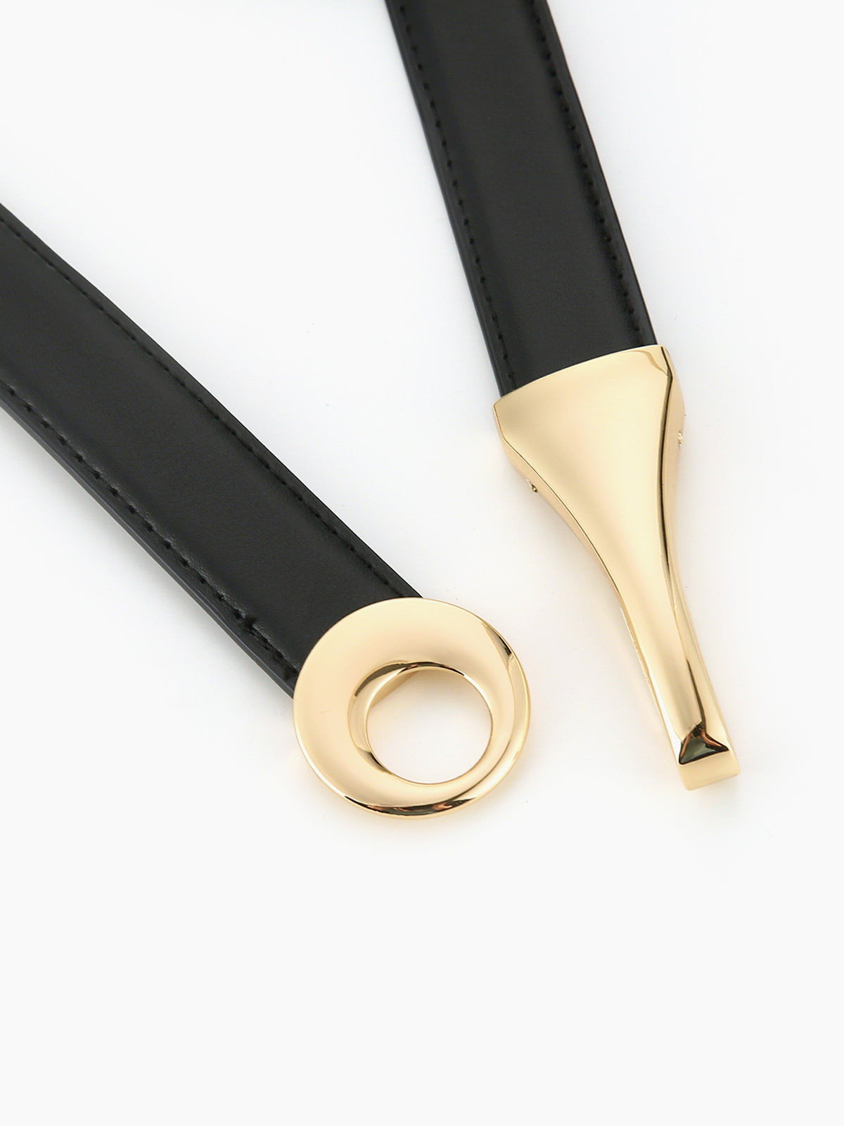 Leather Gold Buckle Belt-Chicvia