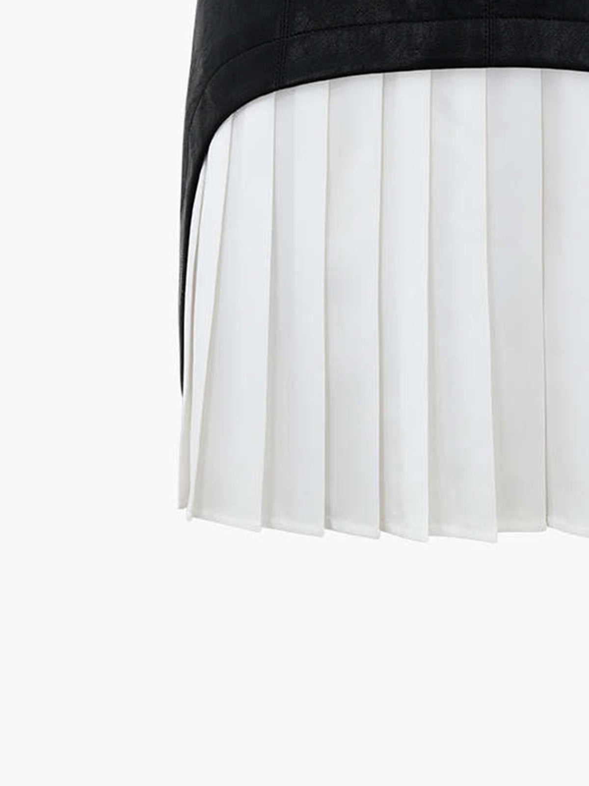 Faux Leather Patchwork Pleated Mini Skirt-Chicvia