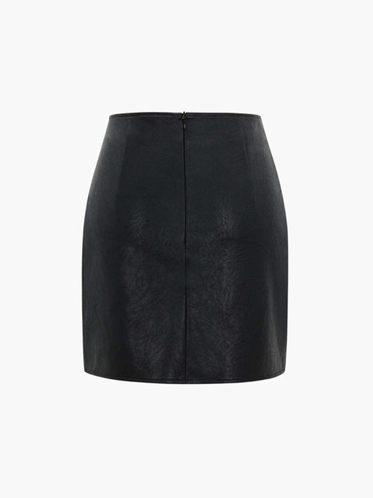 Faux Leather Patchwork Pleated Mini Skirt-Chicvia