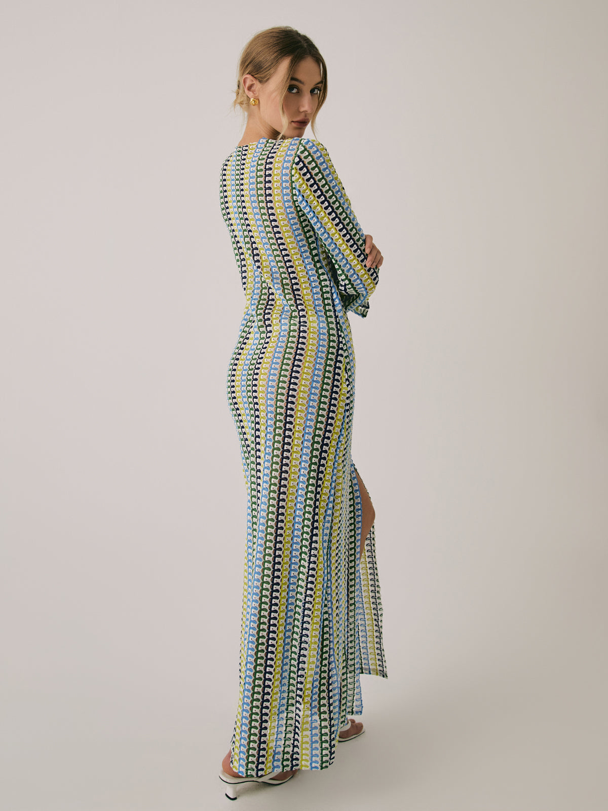 Crochet Vacation Split Long Dress-Chicvia