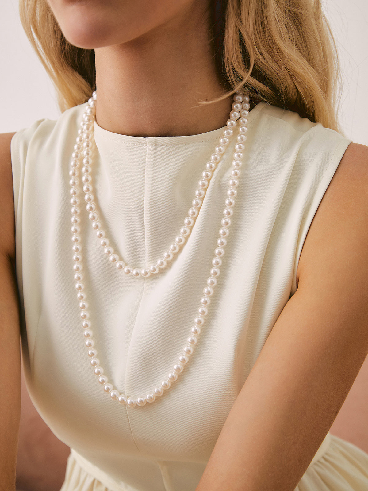 Double Layered Pearl Necklace-Chicvia
