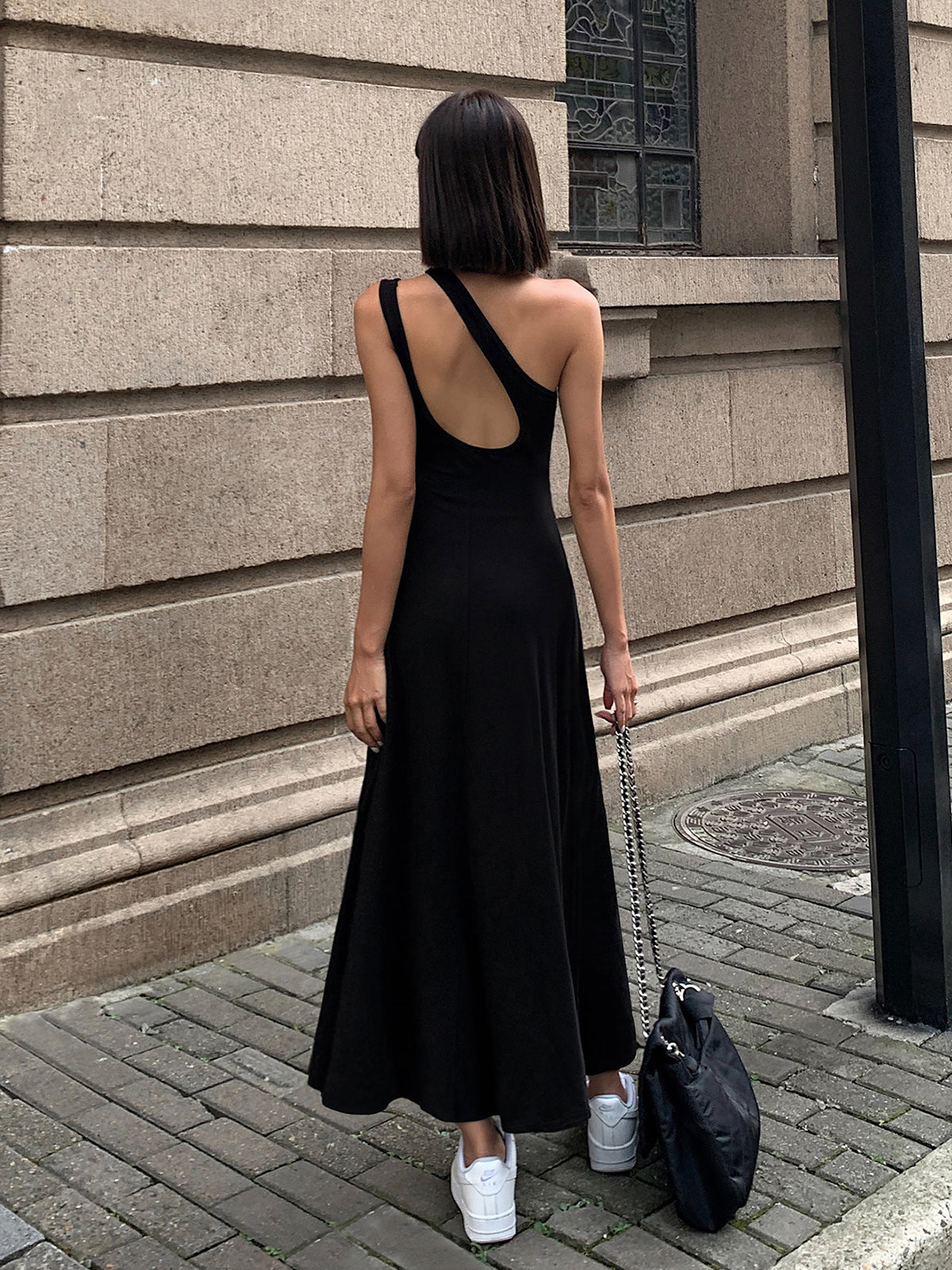 Cutout Backless Long Knit Dress-Chicvia