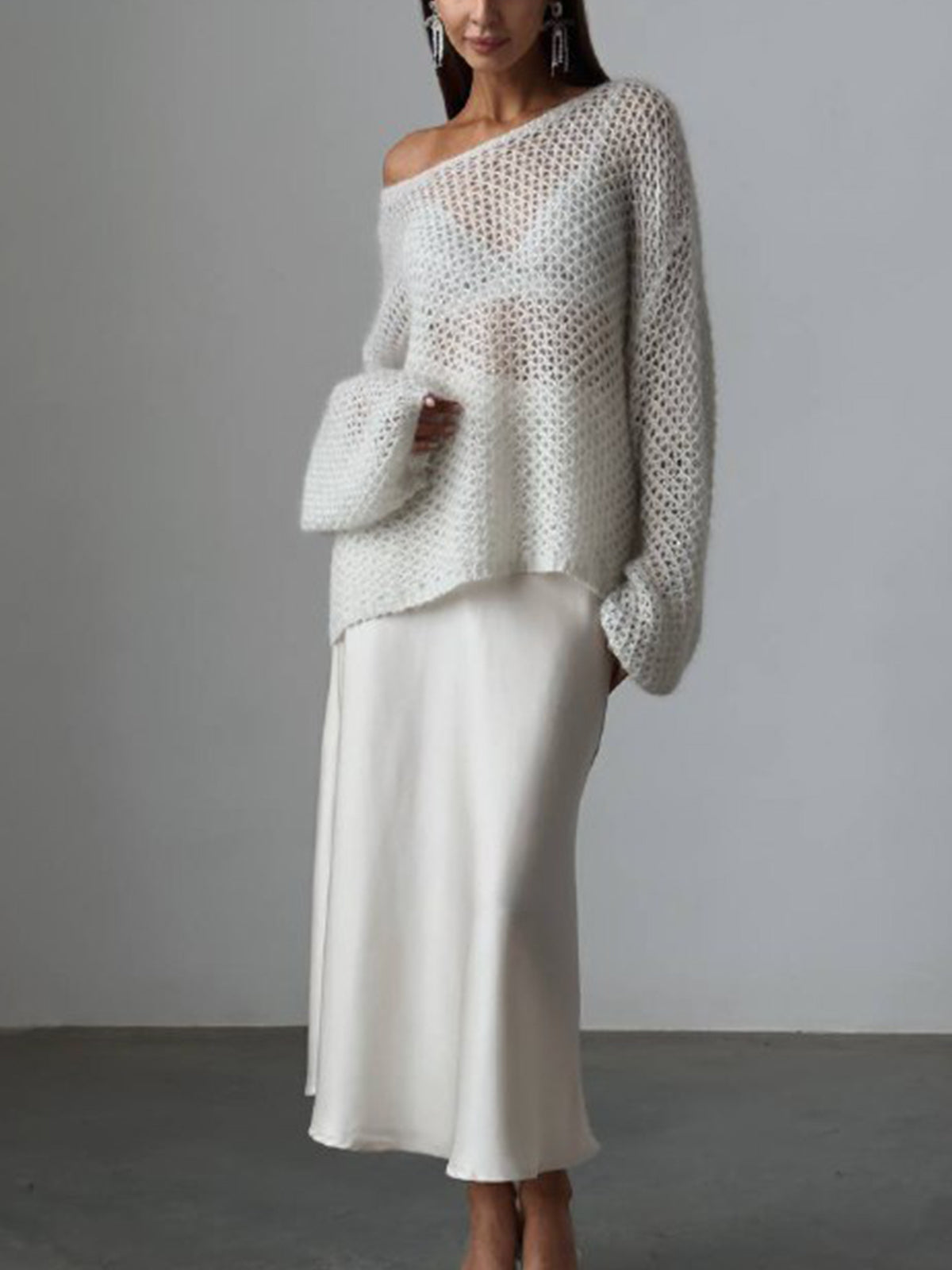 Oversized Long Sleeve Sweater-Chicvia