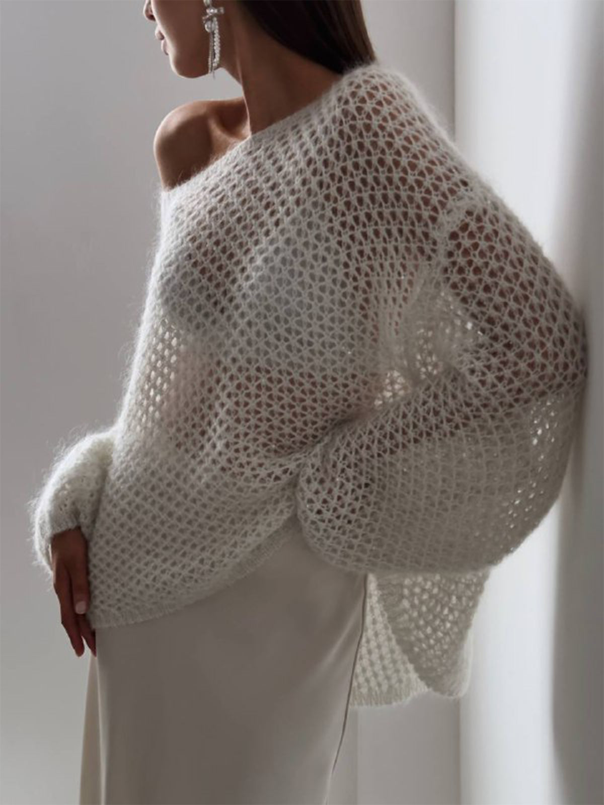 Oversized Long Sleeve Sweater-Chicvia