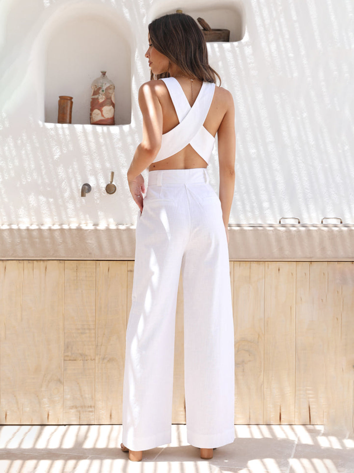 Cotton Straight Leg Pants-Chicvia