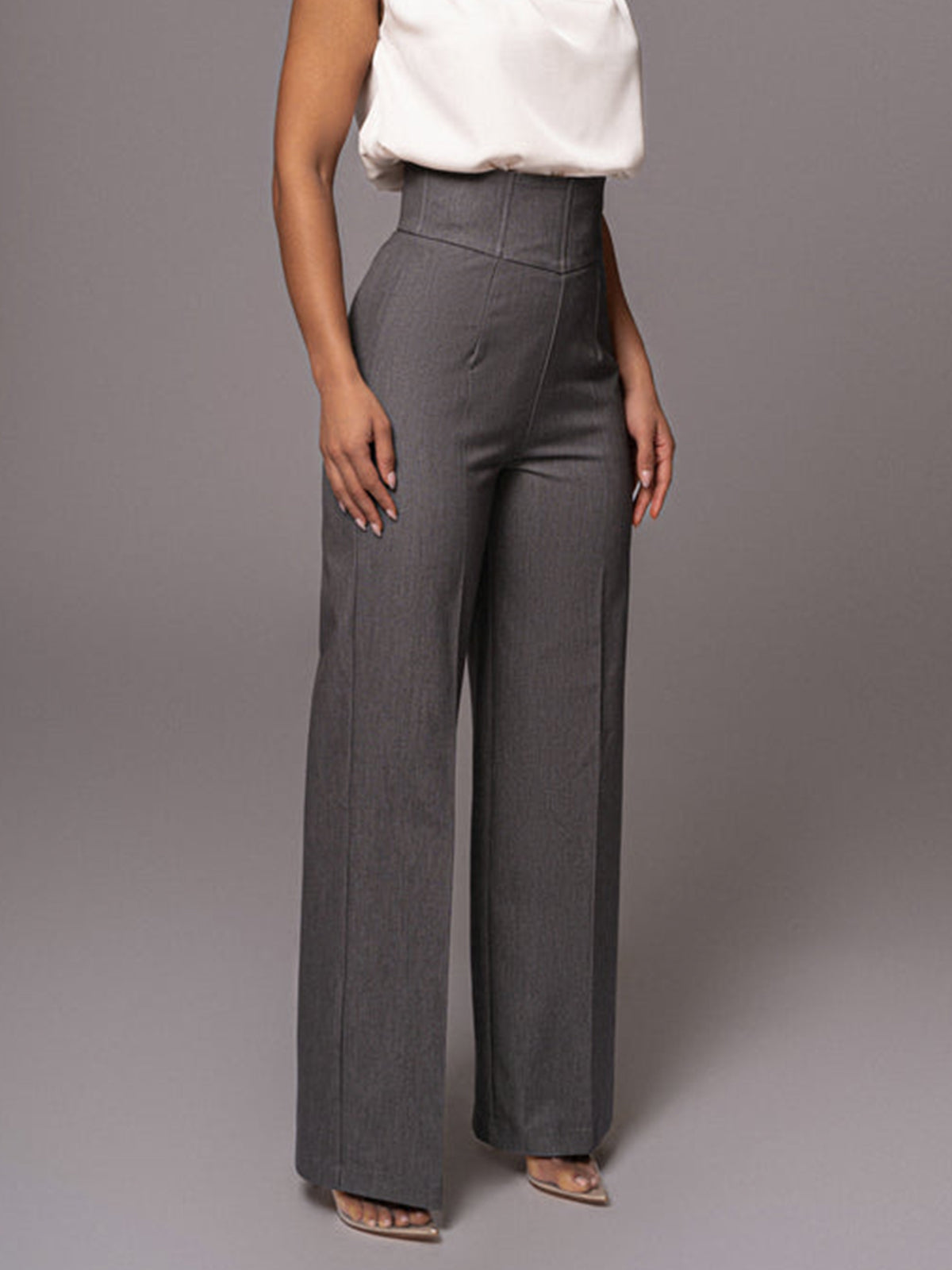 High Waistline Straight Leg Pants-Chicvia