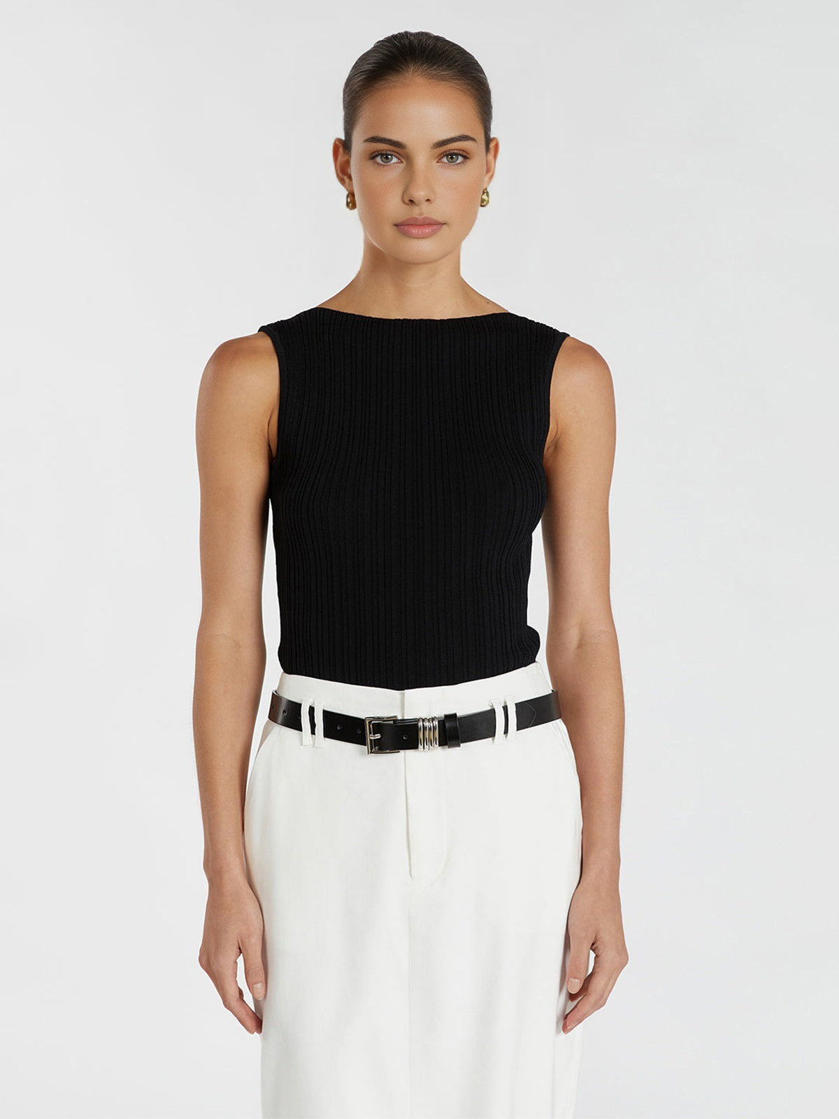 Minimalism Solid Sweater Vest-Chicvia