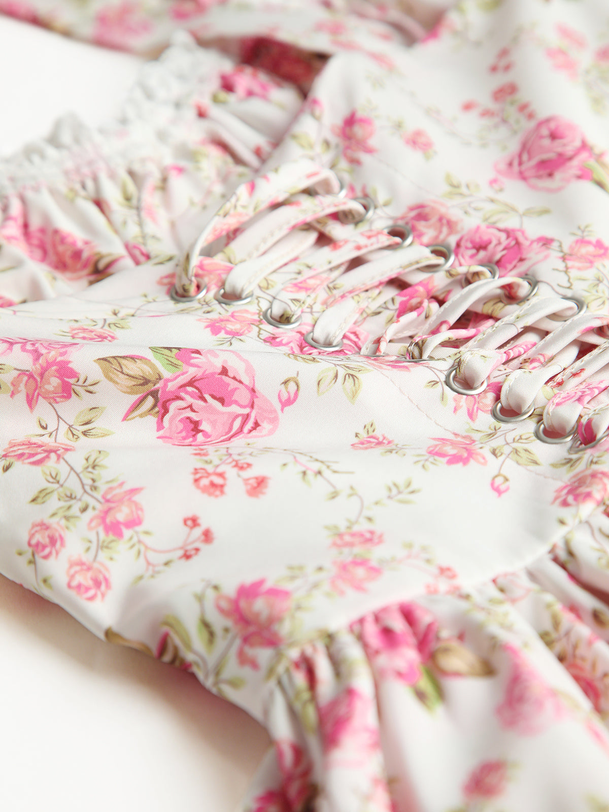 Floral Tie Waist Short Dress-Chicvia