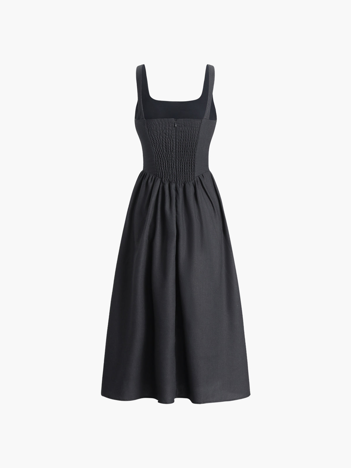 Cotton & Linen Knotted Cami Midi Dress-Chicvia