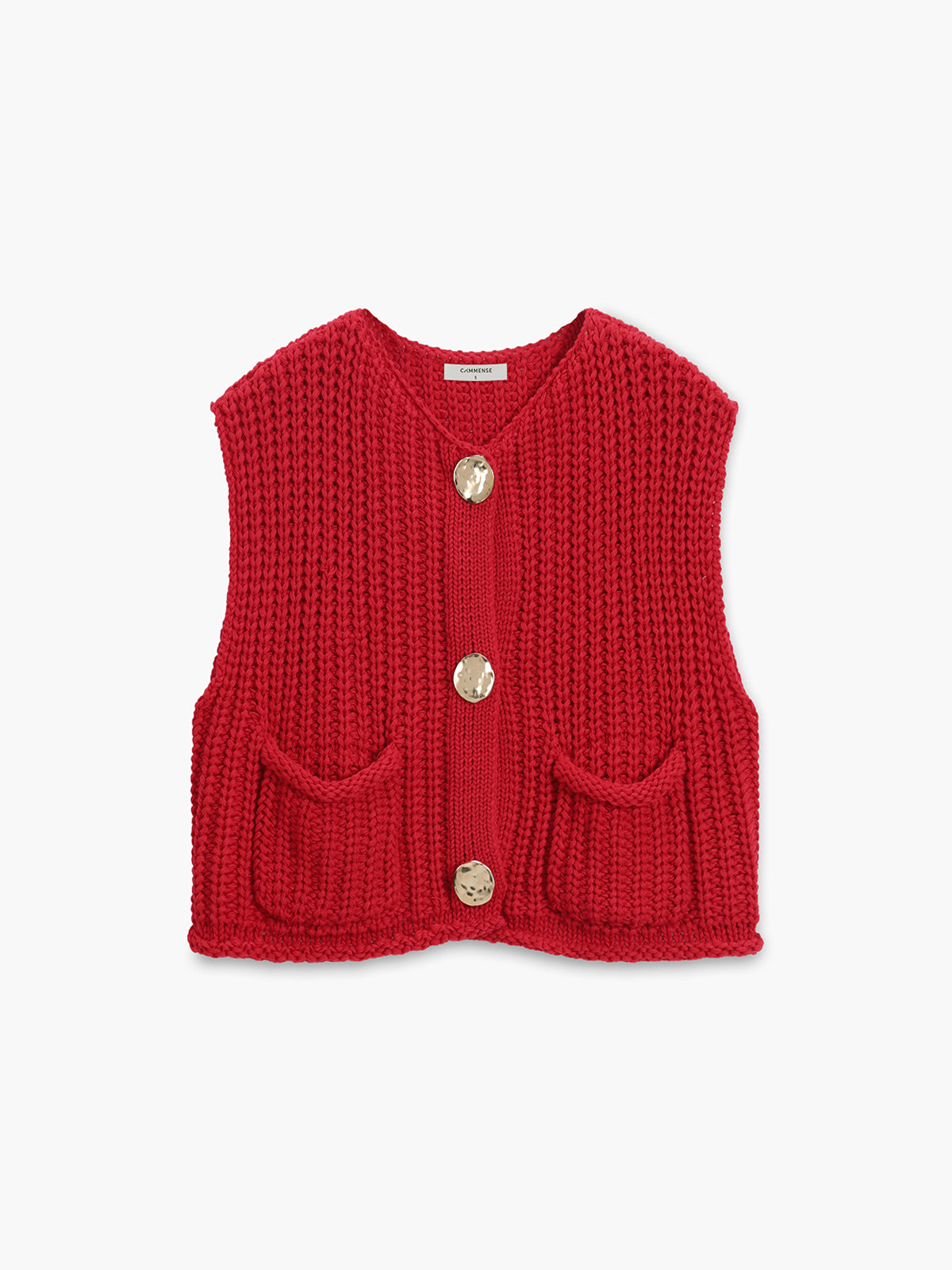 Crochet Button-Front Sweater Vest-Chicvia