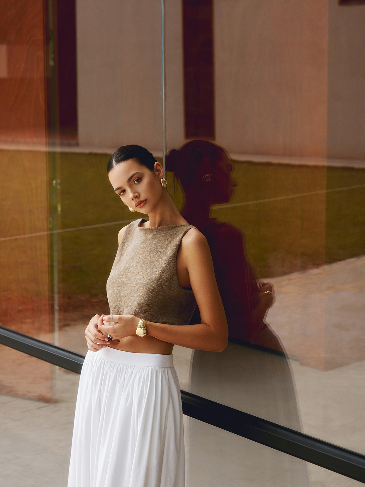 Cotton Blends Crop Tank Top-Chicvia