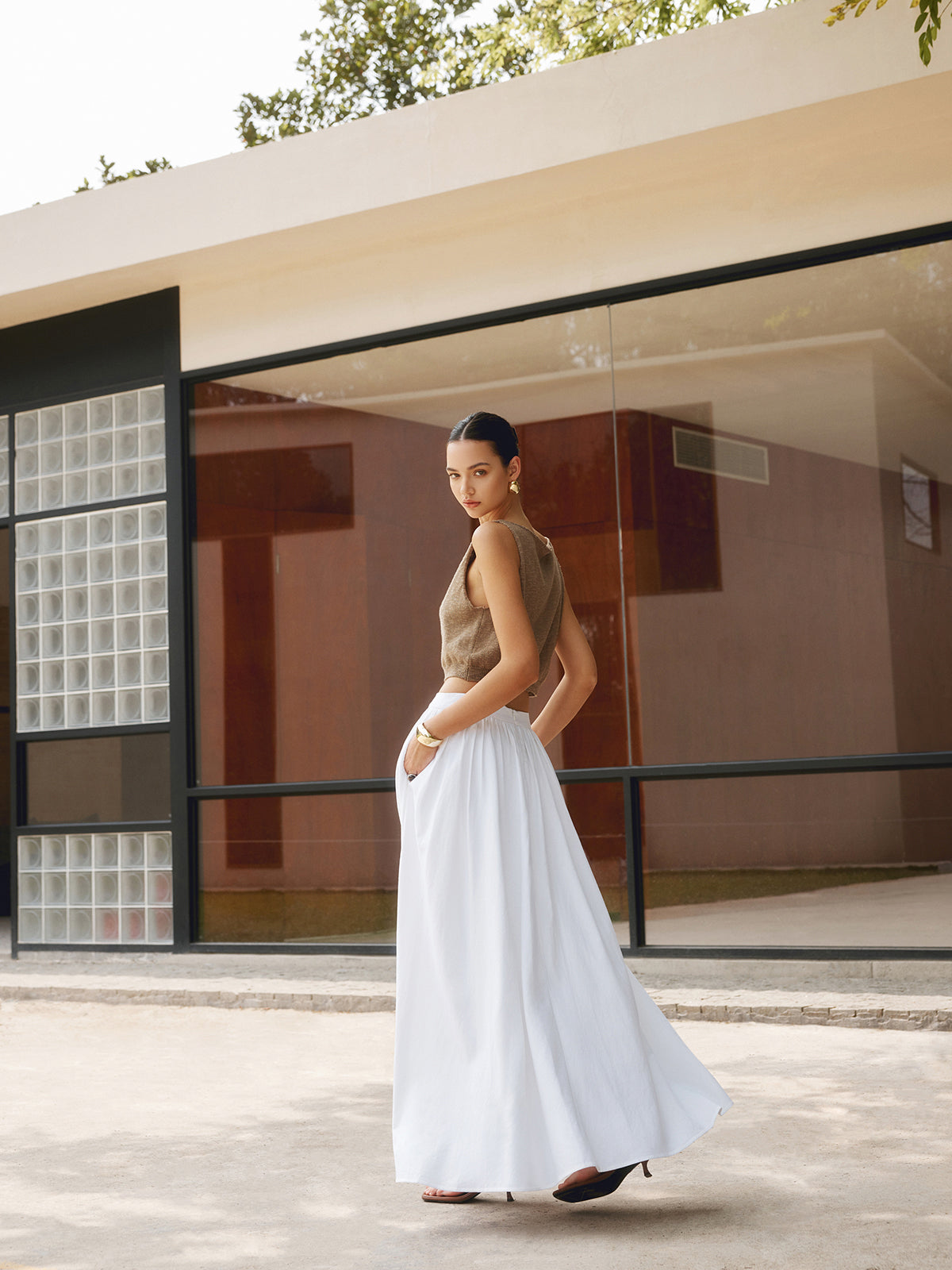 Cotton Blends Crop Tank Top-Chicvia