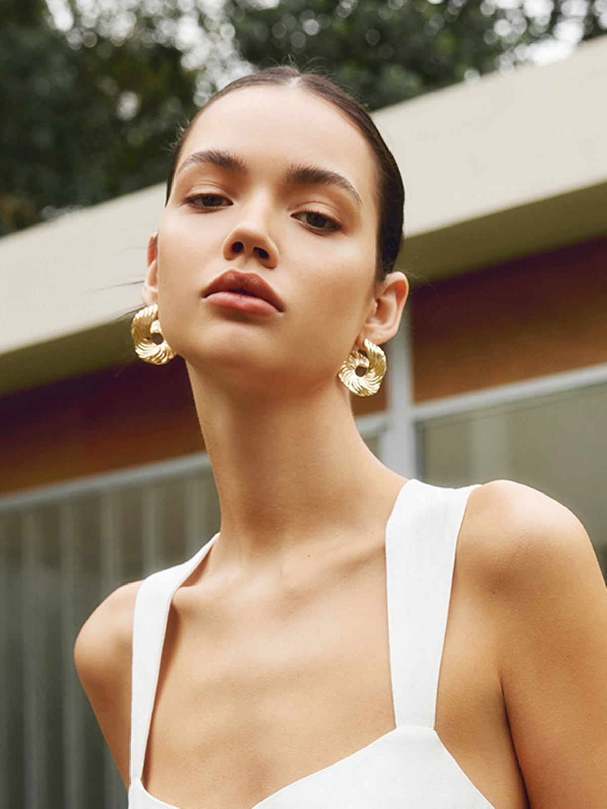 Geometric Irregular Texture Stud Earrings-Chicvia