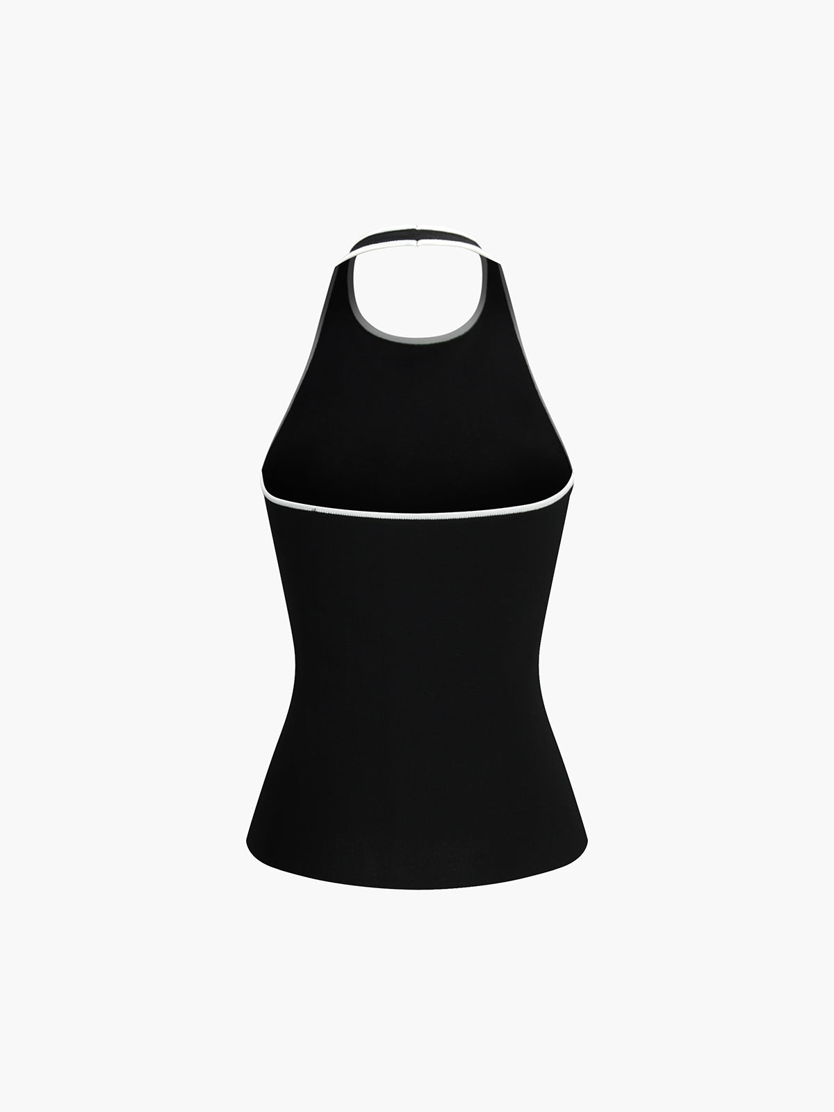 Contrast Trim Open Back Knit Top-Chicvia