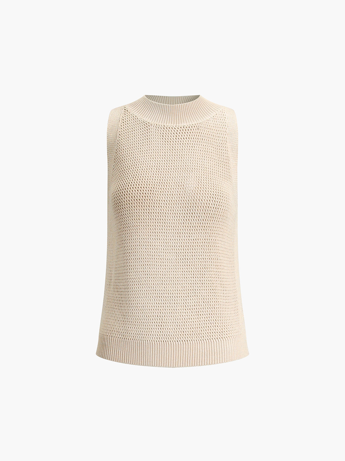 Knit Hollow Solid Tank Top-Chicvia