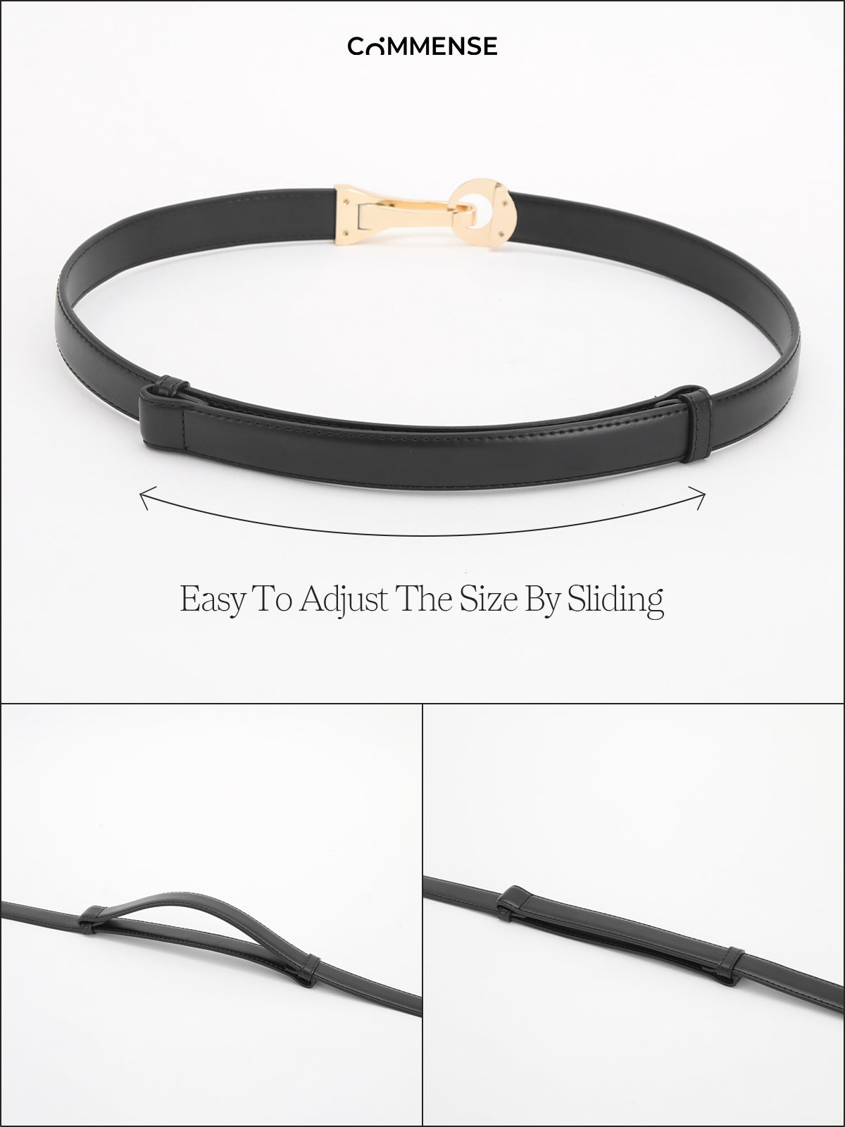 Leather Gold Buckle Belt-Chicvia