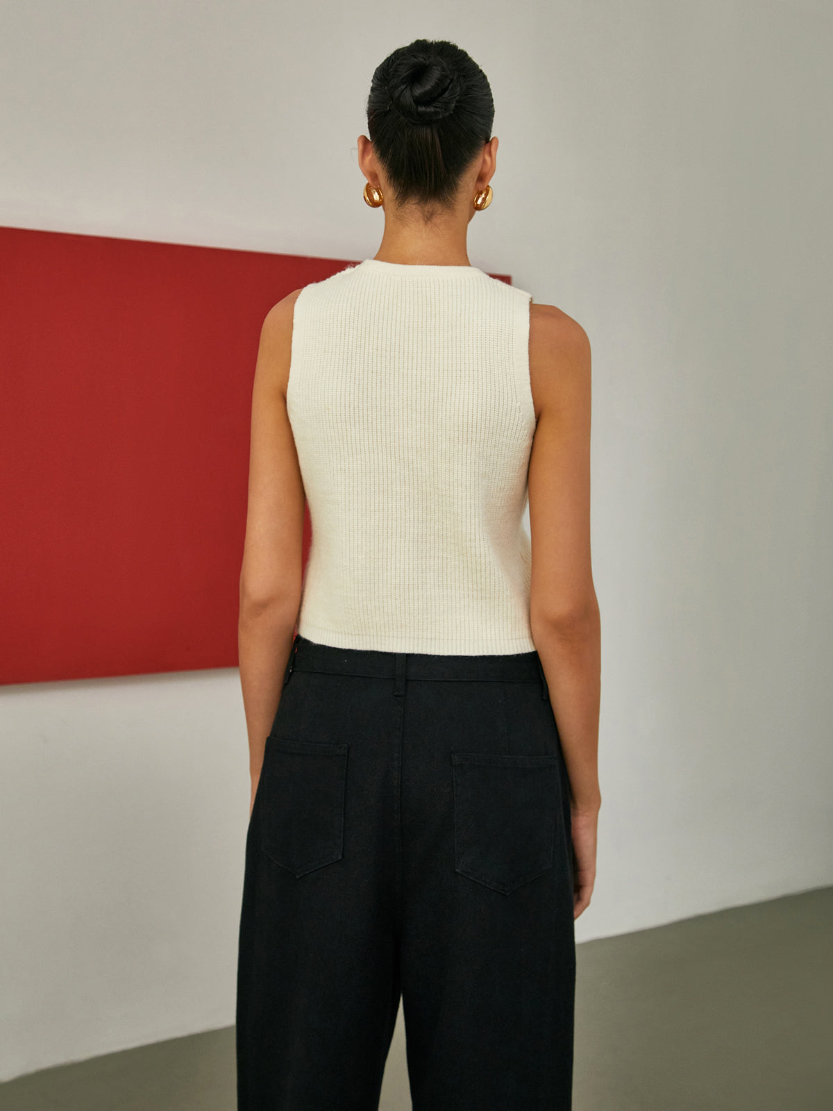 Creamy Button-Front Cardigan-Chicvia