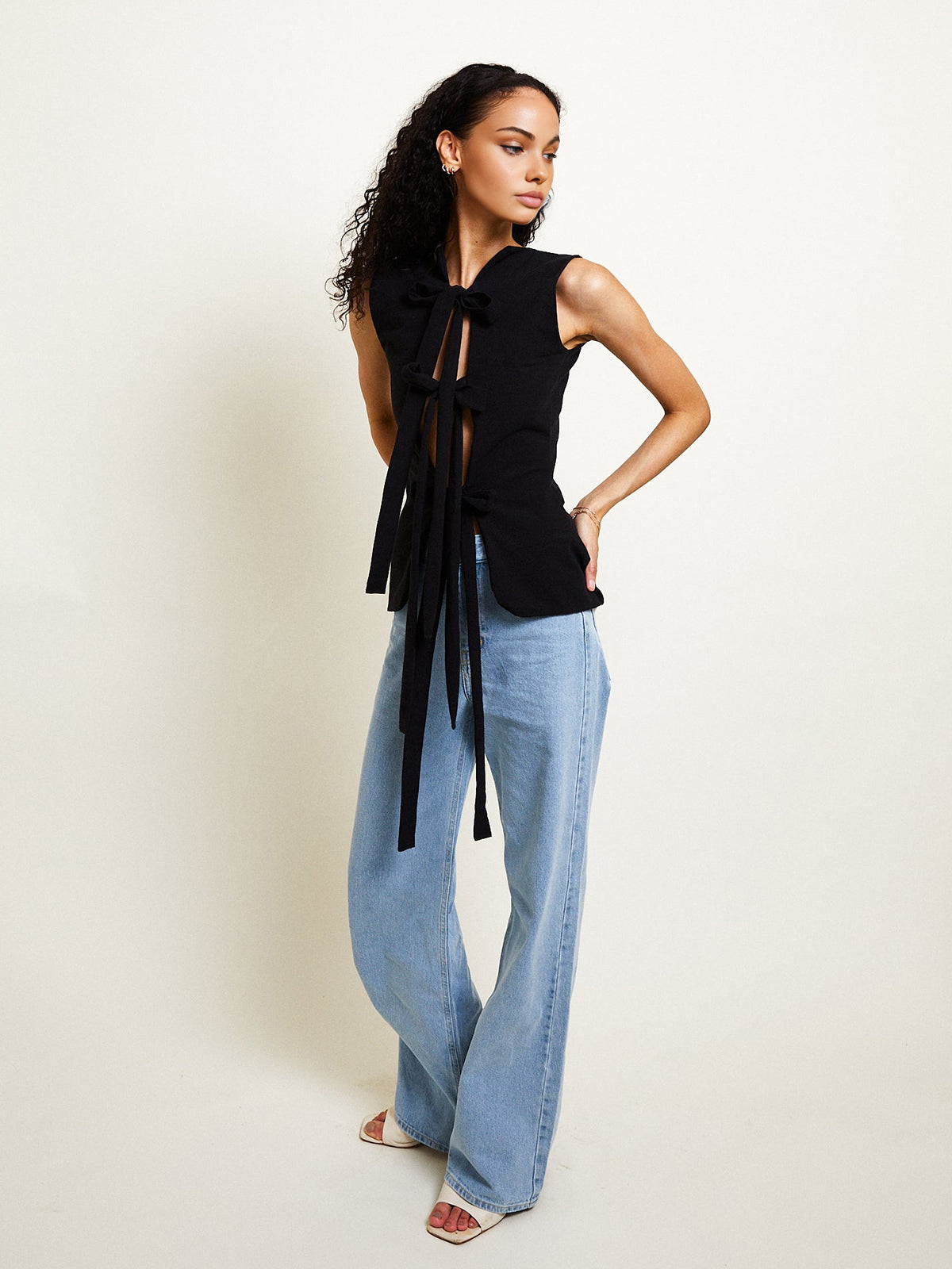 Cotton Knotted Multi-Wear Tank Top-Chicvia