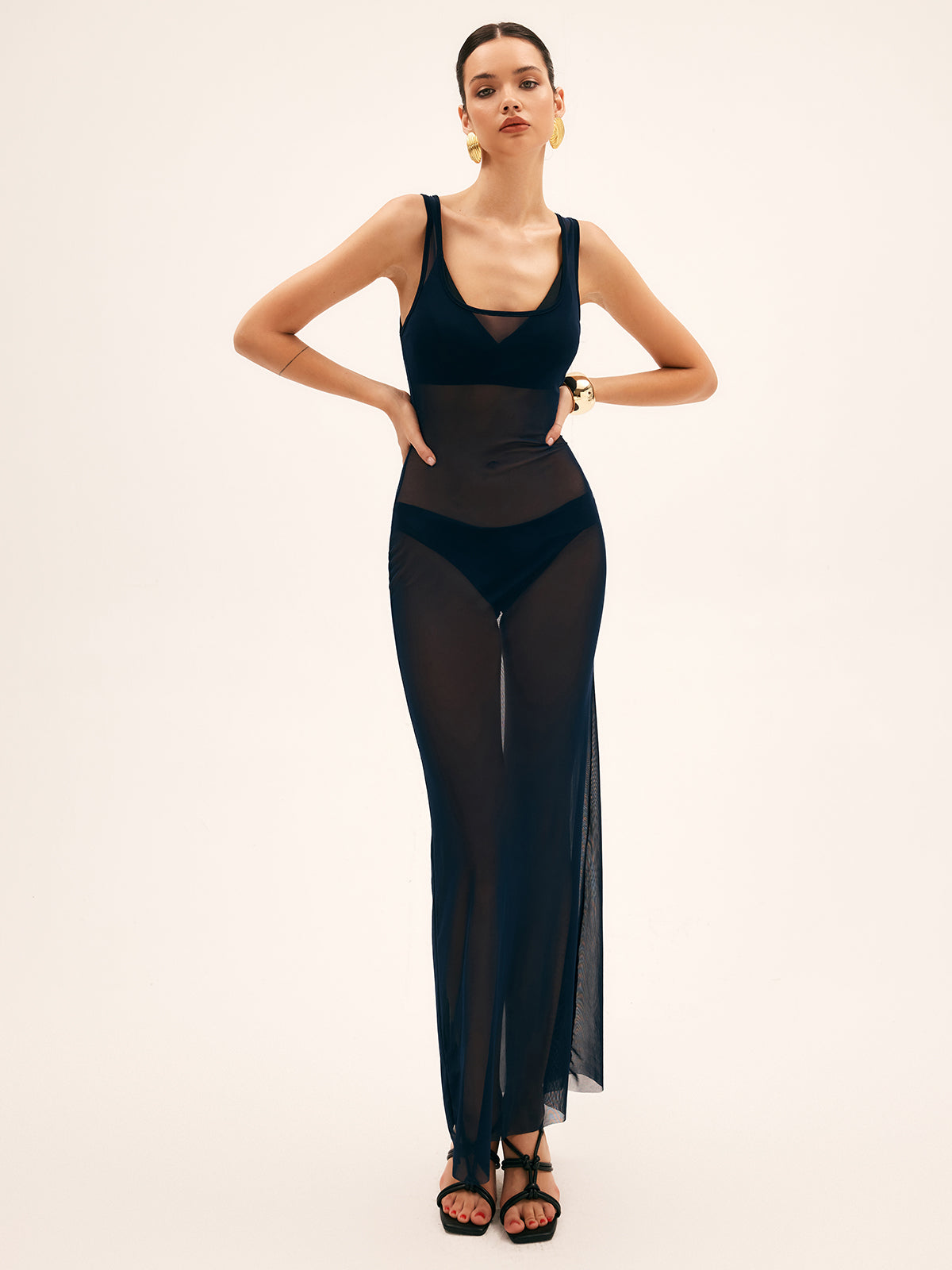 Mesh Sheer Cover Up-Chicvia